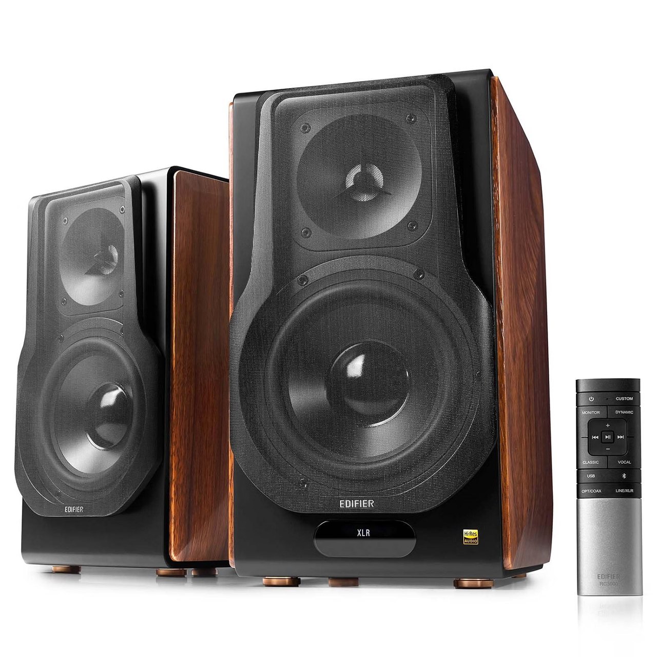 S3000MKII Audiophile Active Speakers, Wireless Powered Bookshelf Speaker- Brown