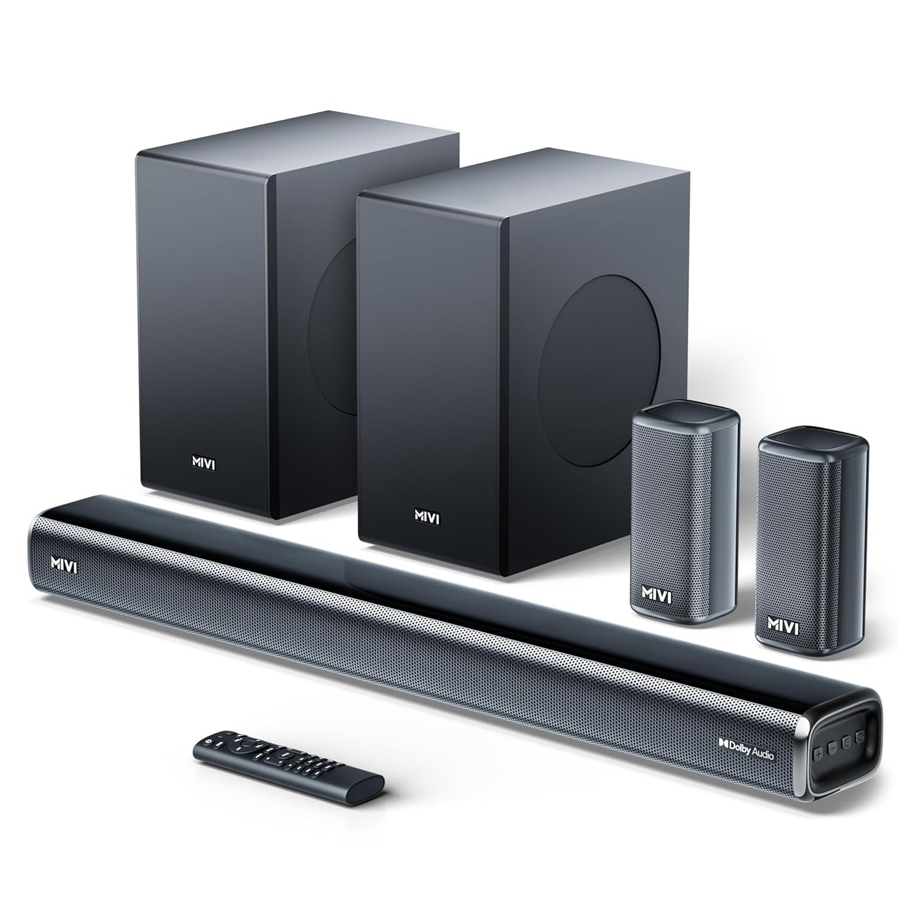 Mivi Fort H880 Sound Bar, 3 Built-in + 2 Satellite Speakers, Home Theatre 5.2  (Black)
