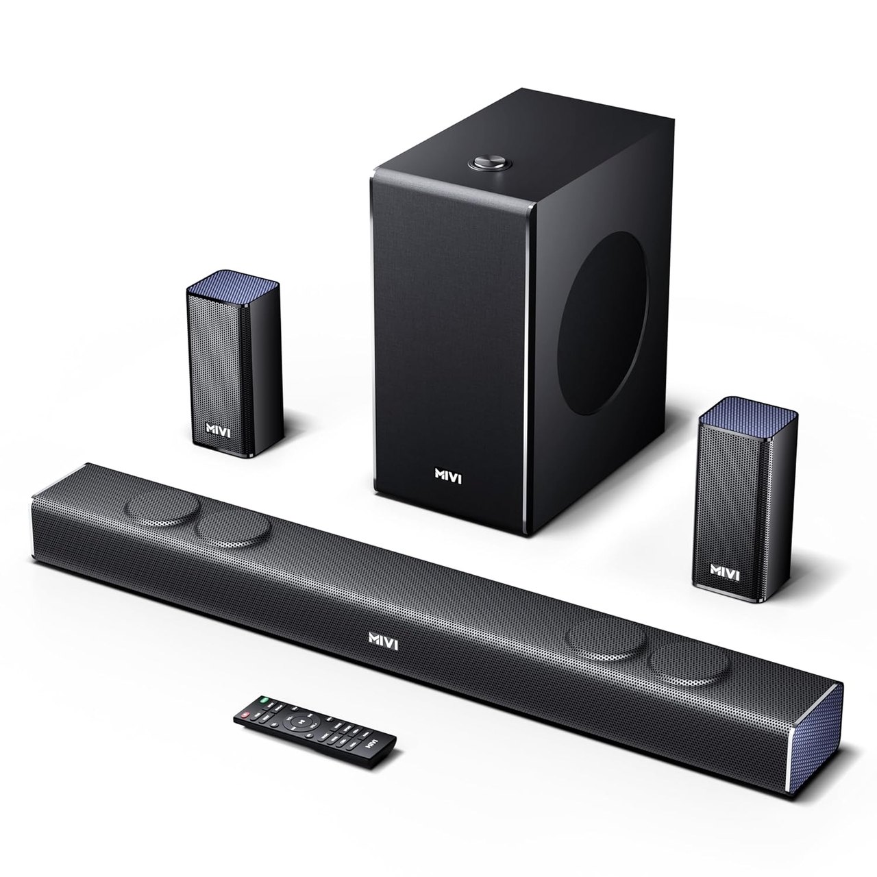Mivi Fort Q500  Sound Bar, 3 Built-in + 2 Satellite Speakers, 5.1 Channel Home Theatre (Black)