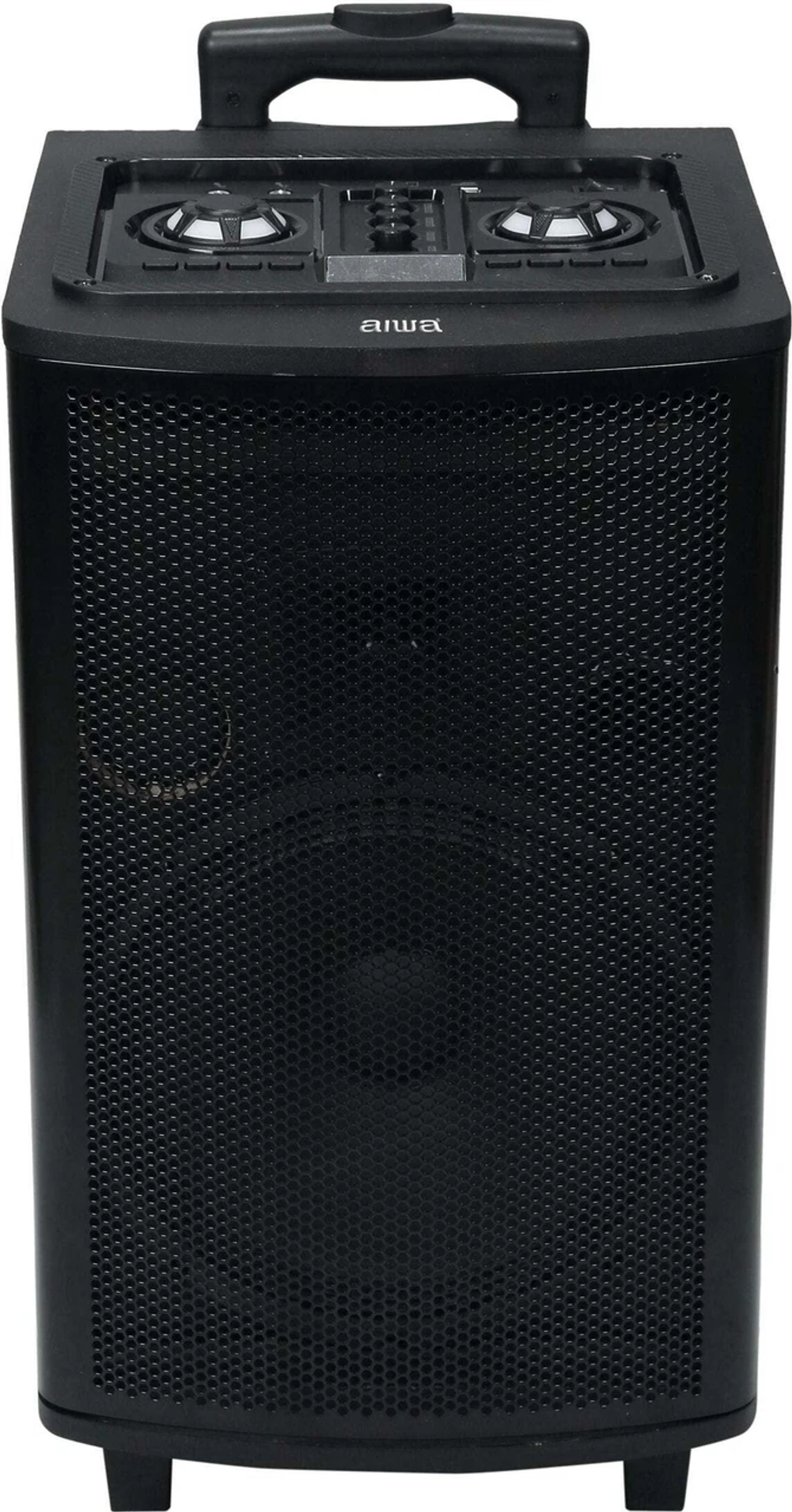 Aiwa AW-TR102 Bluetooth Trolley Party Speaker 12" Woofer, 2 Wireless Mics, Karaoke & Recording 150 W Bluetooth Party Speaker (Black, Mono Channel)