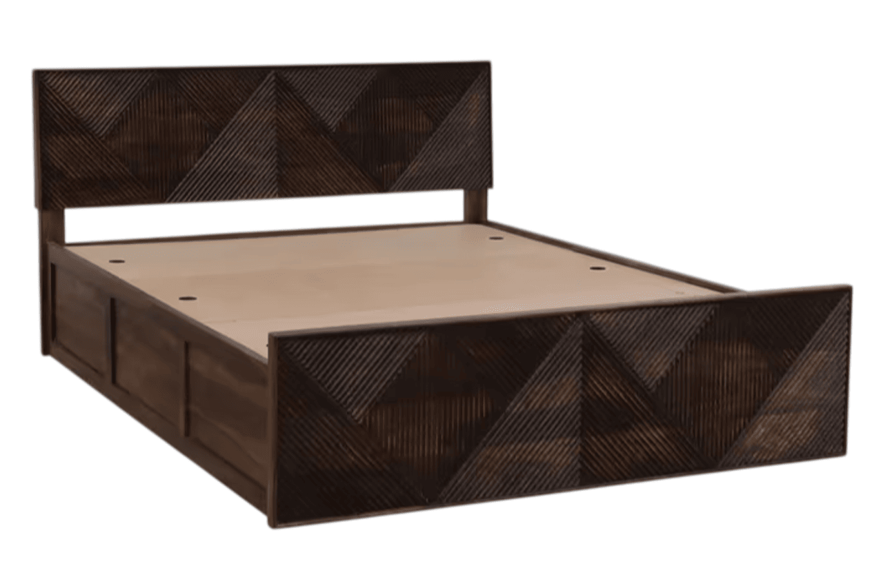 Hidenchic Sheesham Wood Queen Size Bed In Provincial Teak Finish With Box Storage