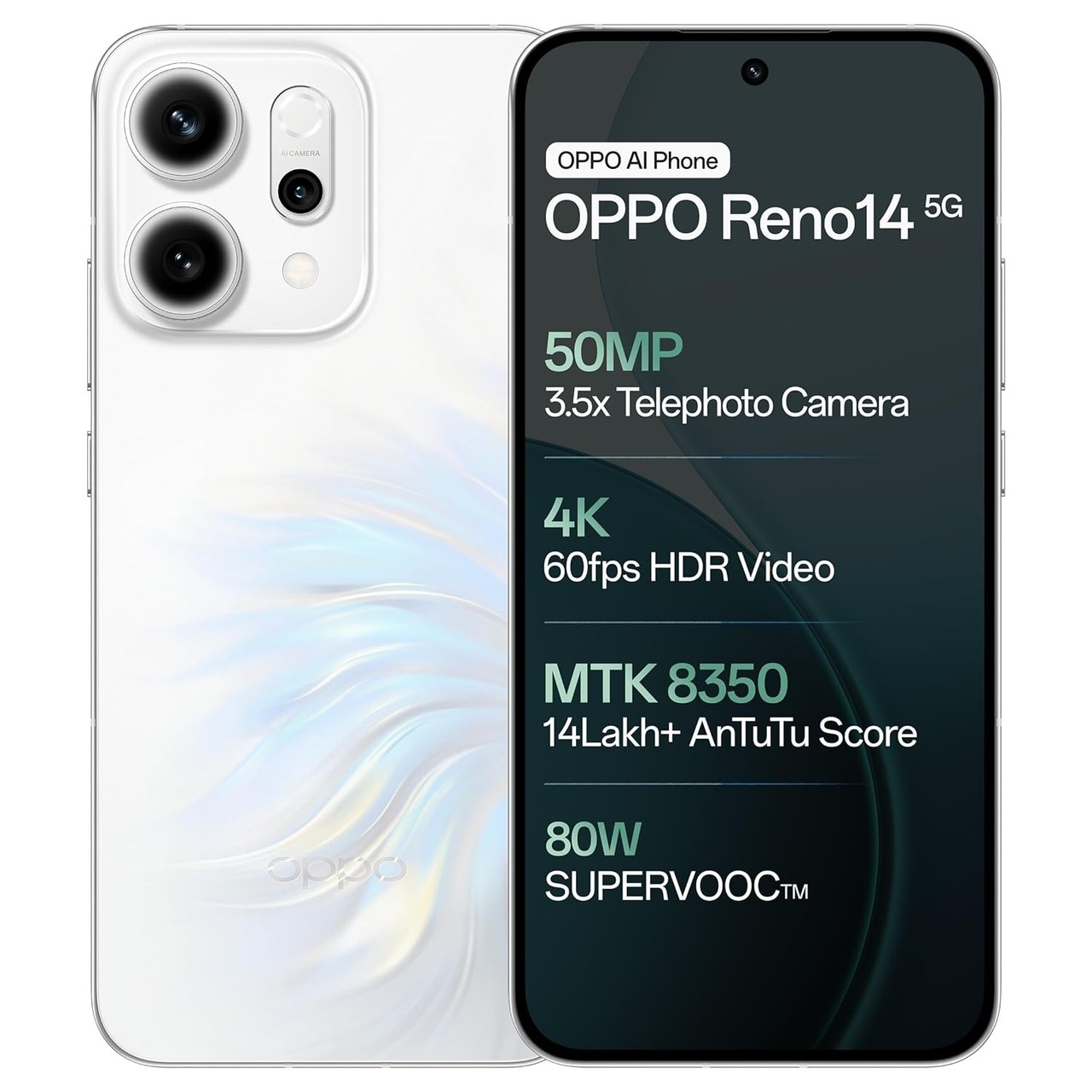 Oppo Reno14 5G (8 GB RAM) (256 GB, Pearl White)