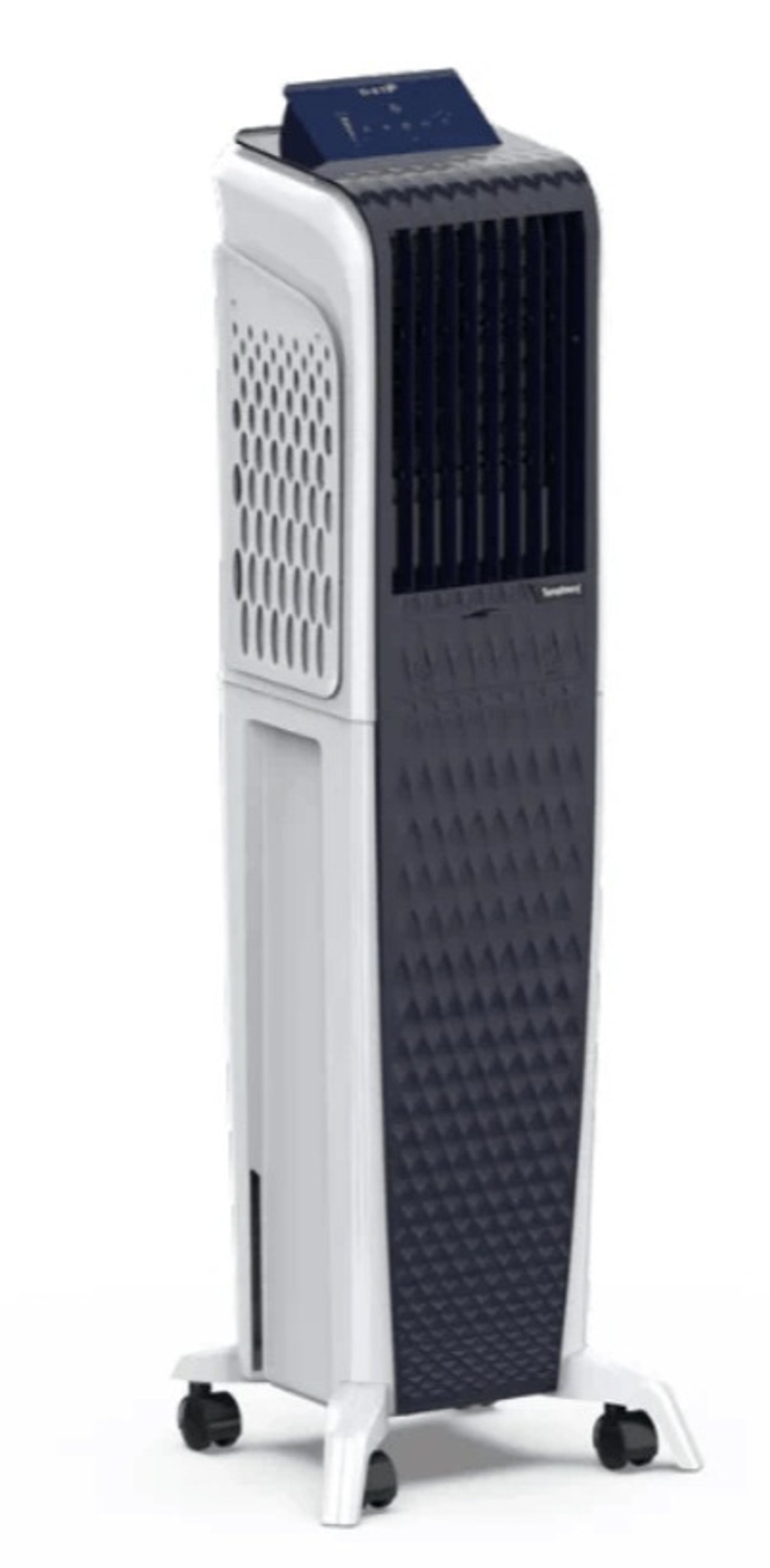 Symphony Tower Air Cooler 55L BLDC Technology Magnetic Remote Blue