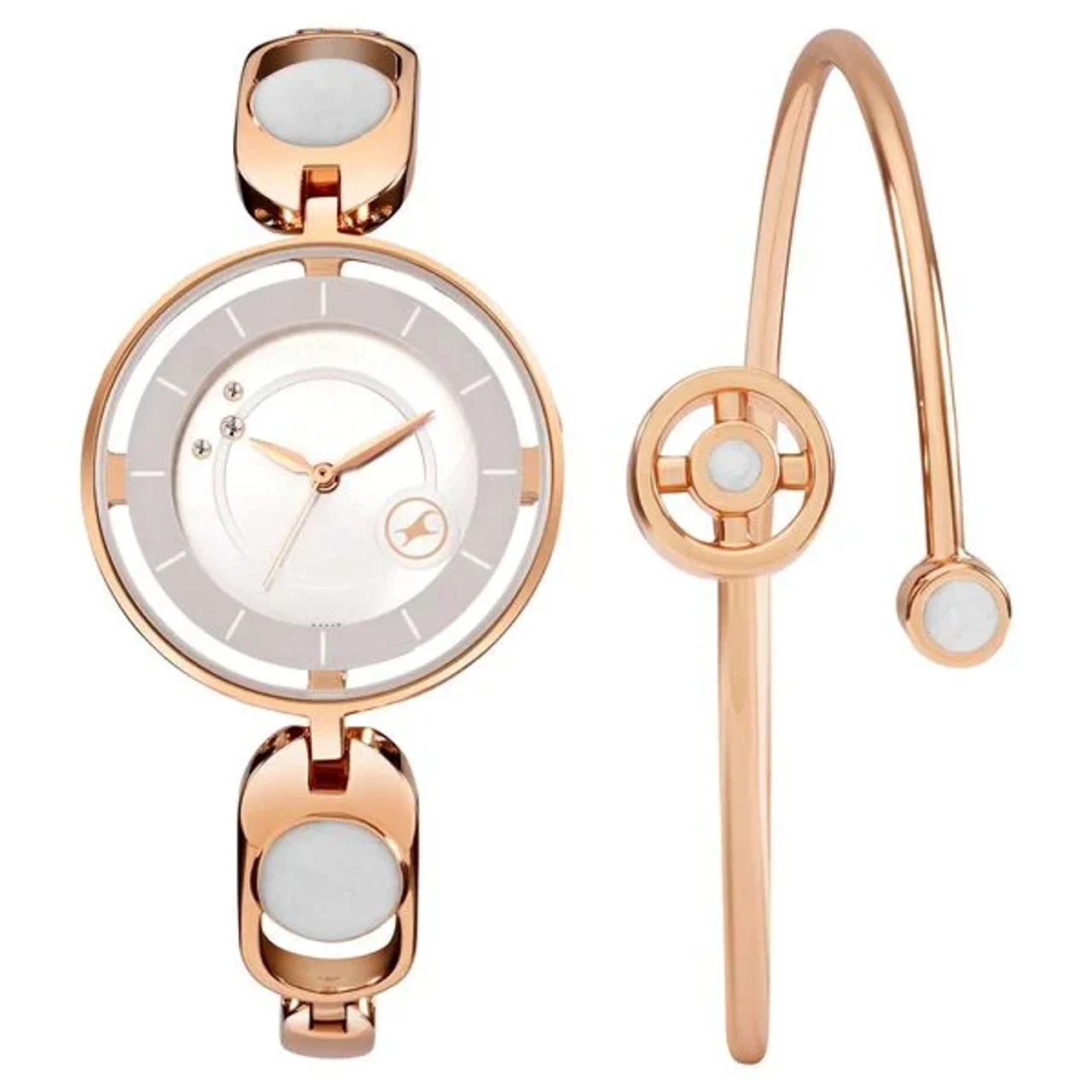 Fastrack Pulse Quartz Analog Silver Dial Metal Strap Watch For Girls (6237WM02F)