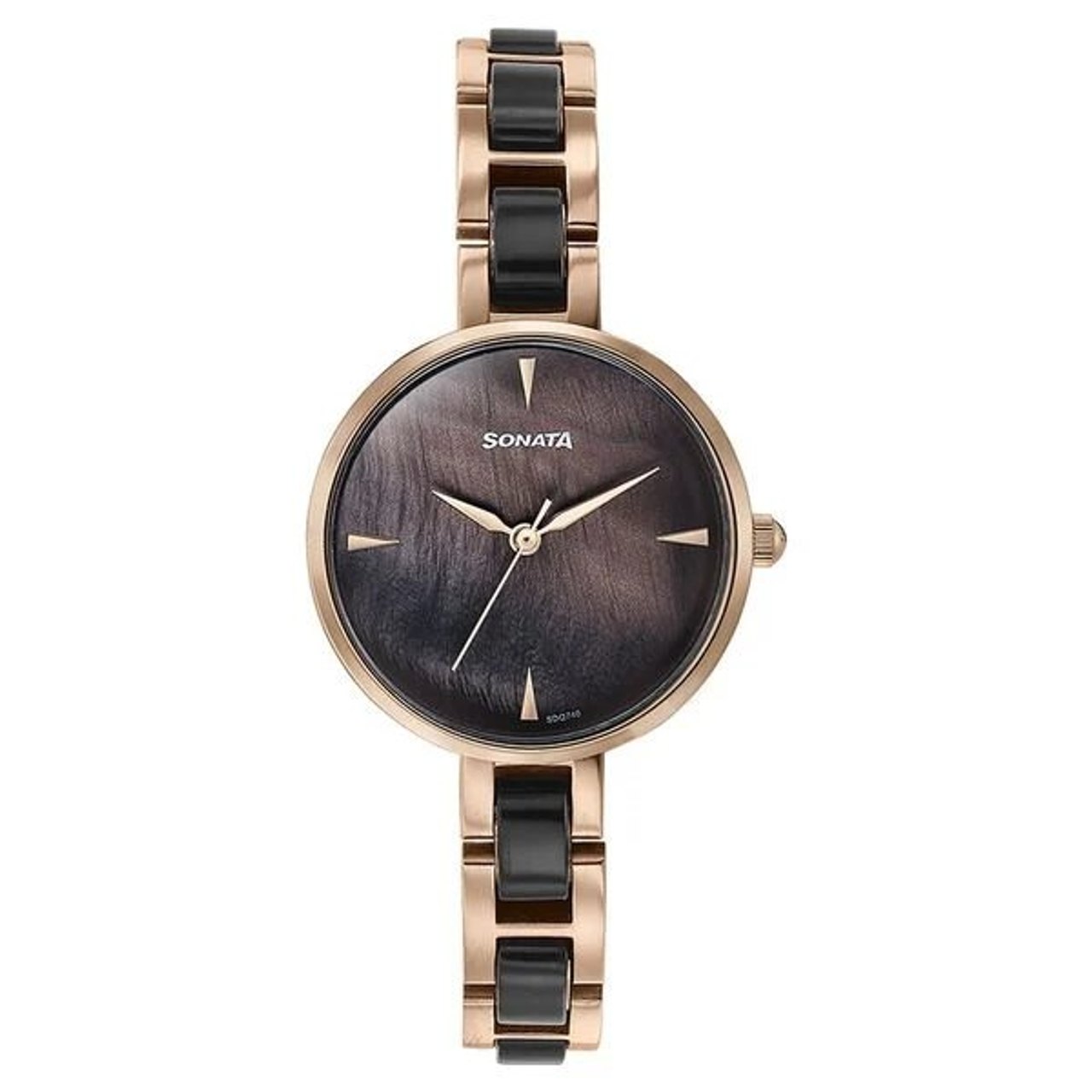 Sonata Quartz Analog Multicoloured Dial Two Toned Stainless Steel Strap Watch For Women (87064KD01)