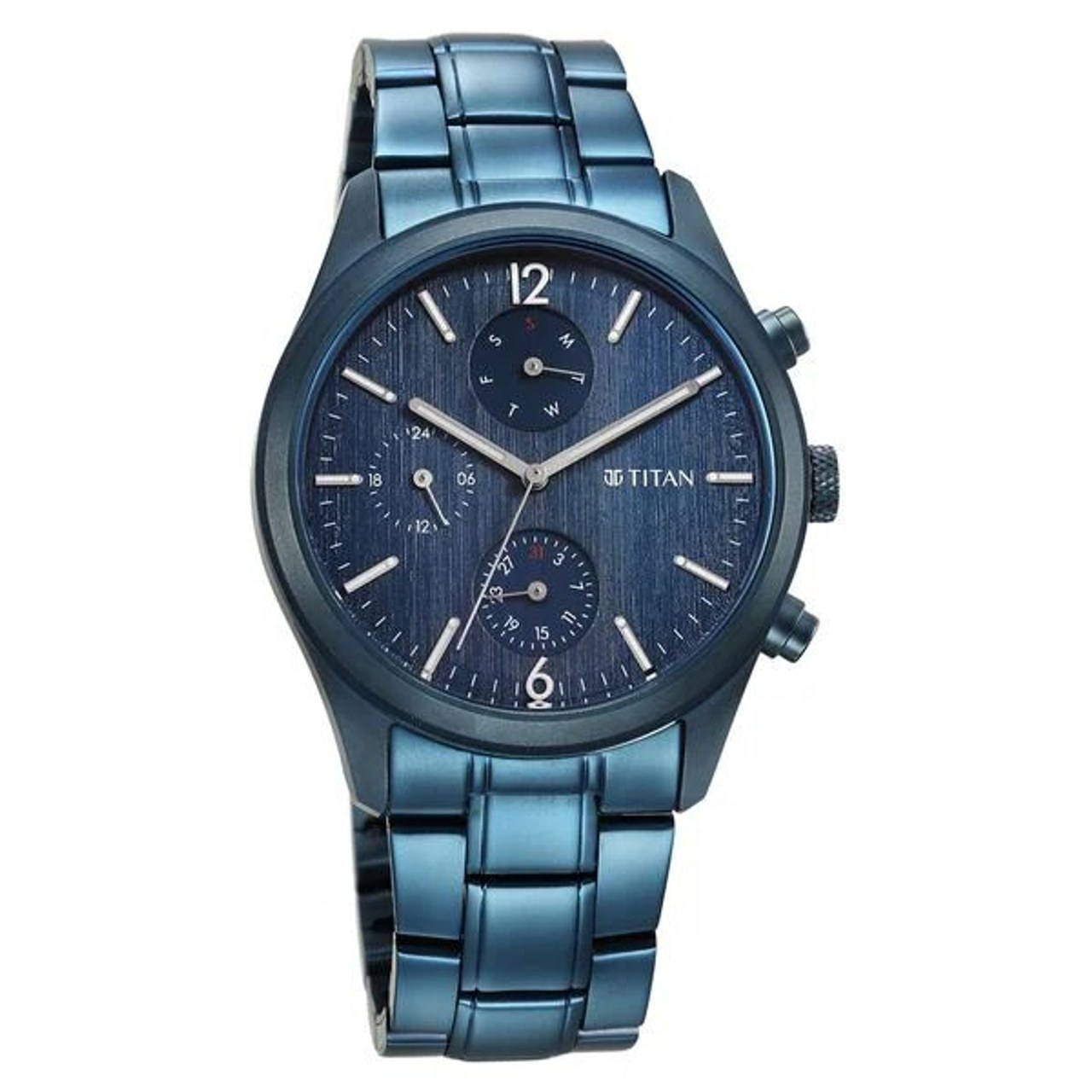 Titan Neo Splash Multifunction Blue Dial Blue Stainless Steel Strap Watch For Men (NT1805QM07)