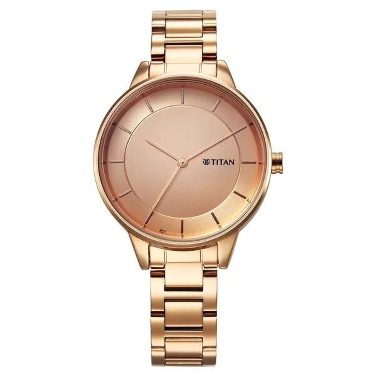 Titan Razzle Dazzle Quartz Analog Rose Gold Dial Stainless Steel Strap Watch For Women (2648WM06)