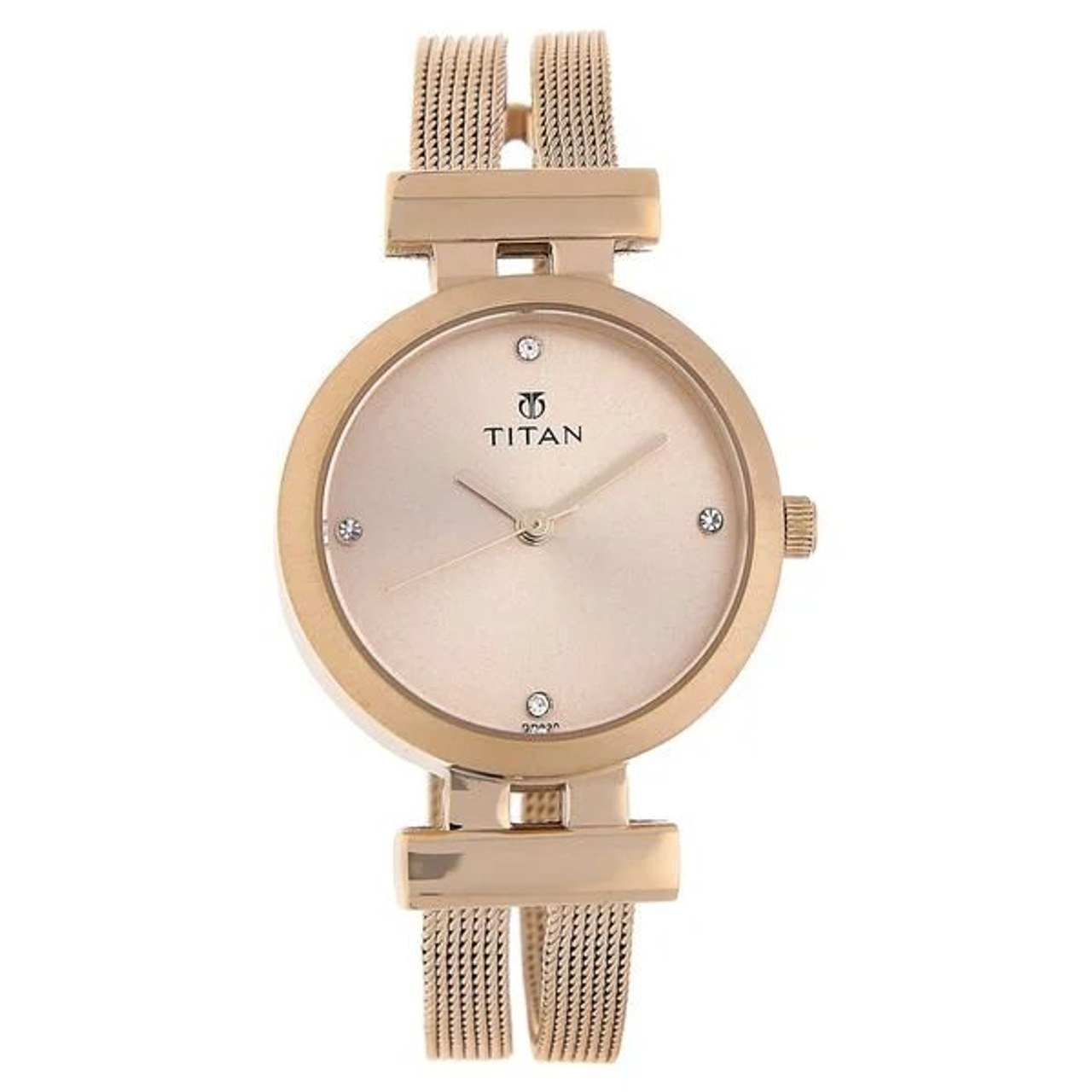 Titan Quartz Analog Rose Gold Dial Stainless Steel Strap Watch for Women (NT9942WM01)