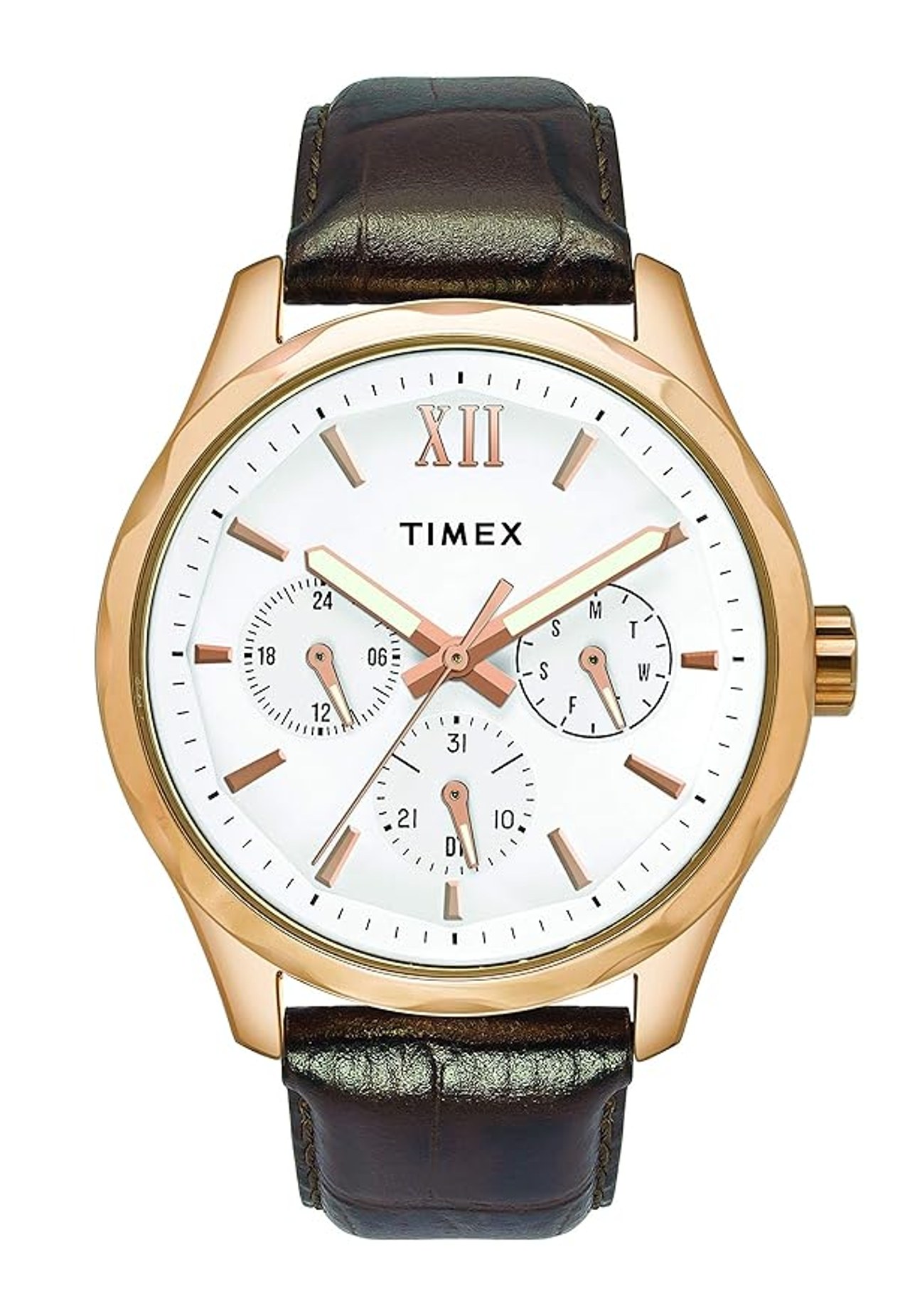 Timex Empera Analog Watch for Men with Round Dial, Water Resistant, Brown- TW0TG7600