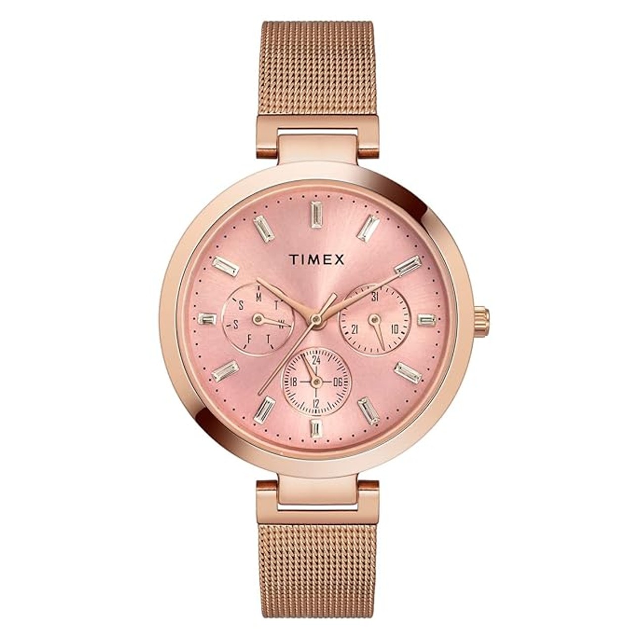 Timex Analog Watch for Women with Round Dial, Water Resistant, Pink - TW000X242