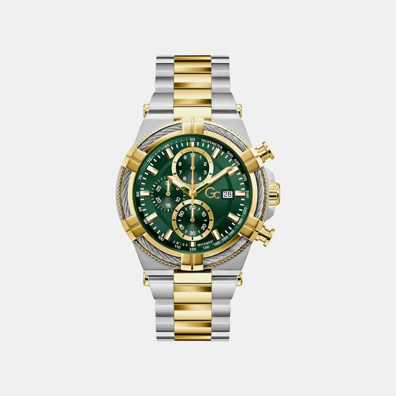 GC Sportchic Men Quartz Green Dial Chronograph Stainless Steel Watch - Z76002G9