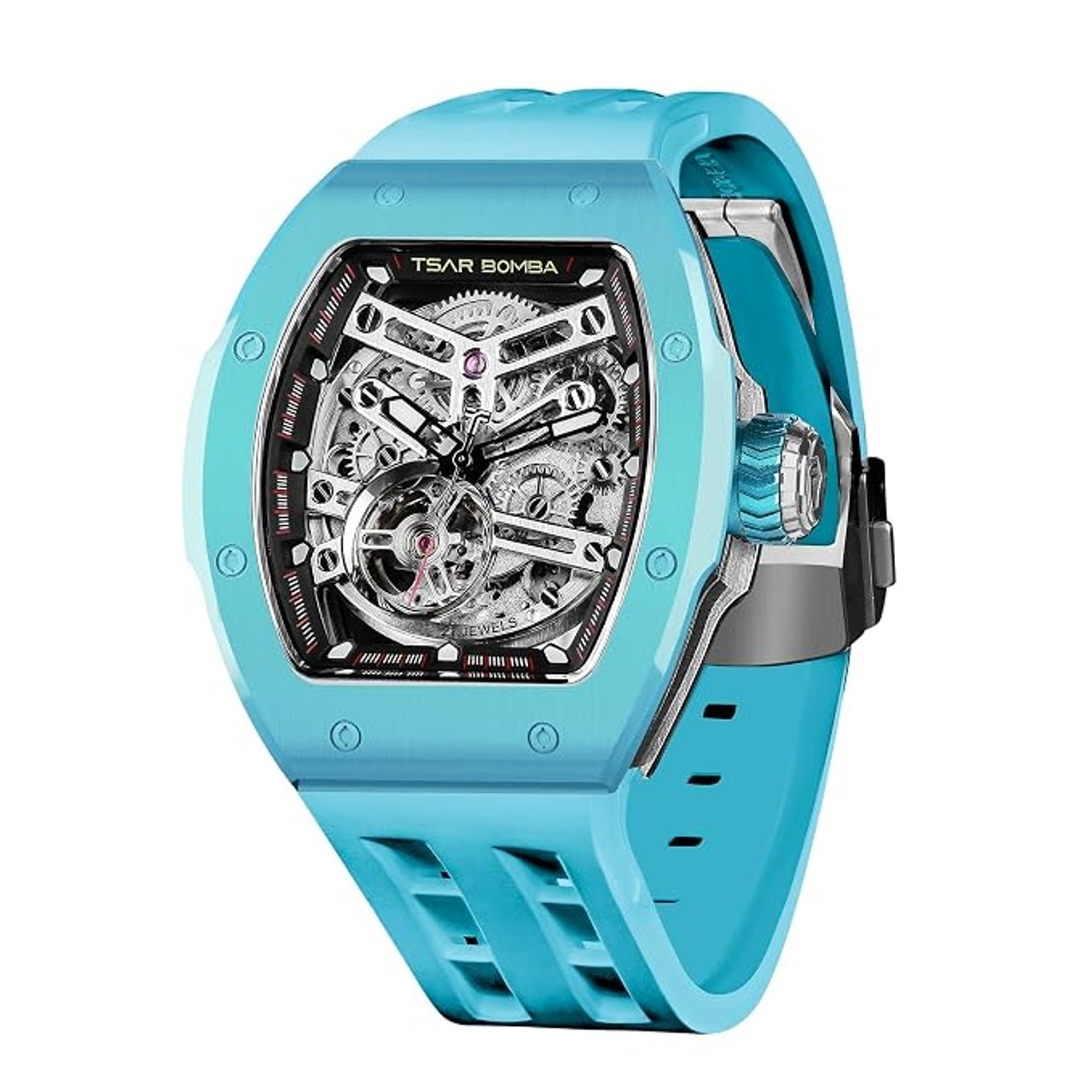 Tsar Bomba Atomic Series, Ceramic Tonneau Case, Interchangeable Bezel + Strap Set, TB8218.1_1C-01LKBU, Light Blue