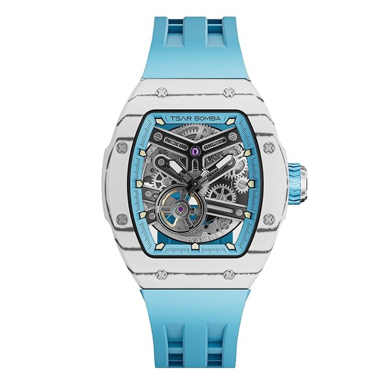 Tsar Bomba Atomic Series, Carbon Fiber Bezel, Interchangeable Bezel + Crown + Strap Set, TB8218.1_2CF-FKM-02W, White
