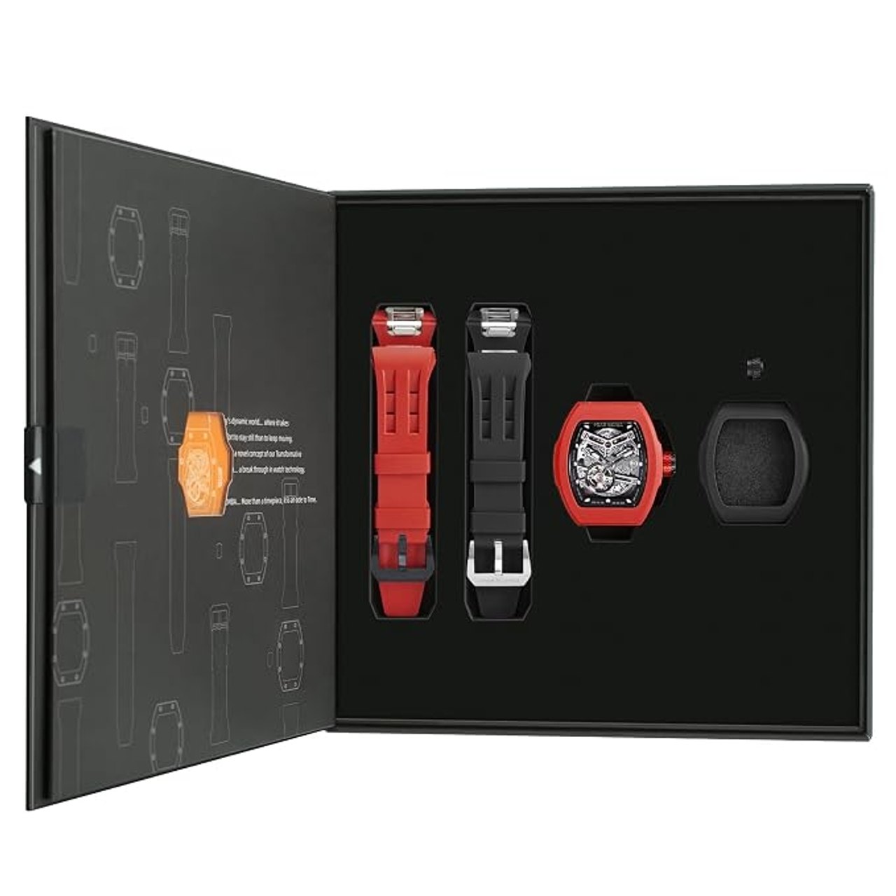 Tsar Bomba Atomic Series, Extra Bezel + Crown + Strap Set, Automatic Watch, TB8218.1_2FKM-03BK-R, Red & Black