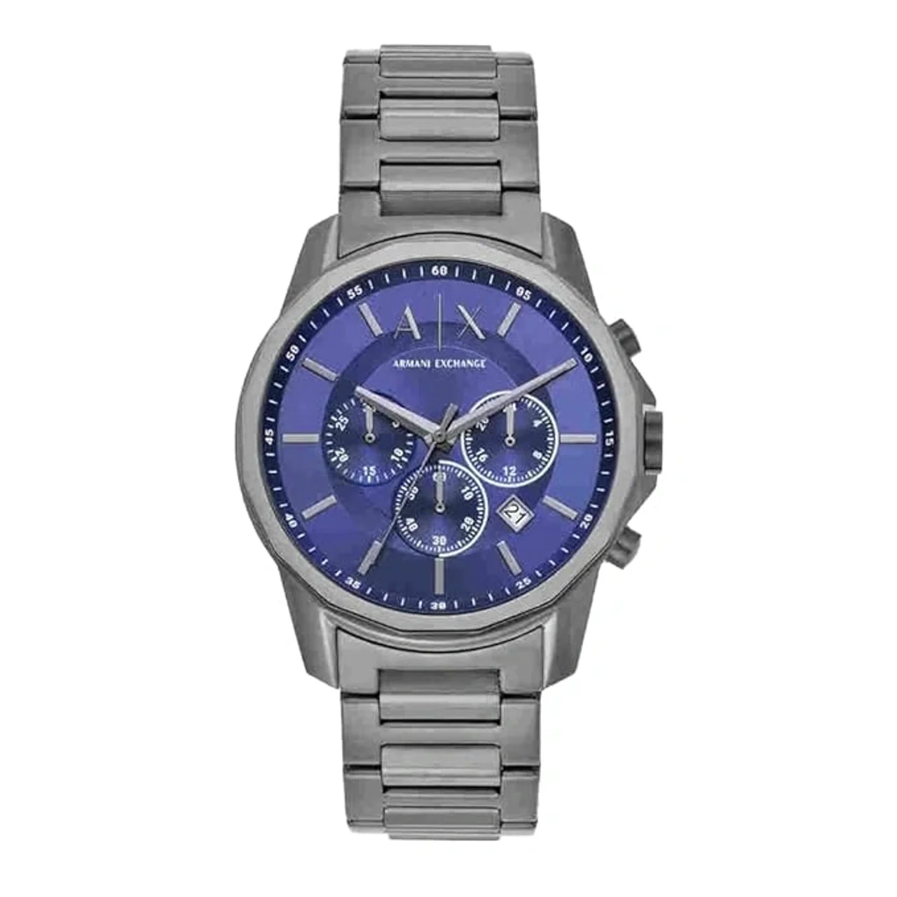 Armani Exchange Men Stainless Steel Gun-Metal Analog Watch, Dial-Color: Blue, Band Color: Grey (AX1731)