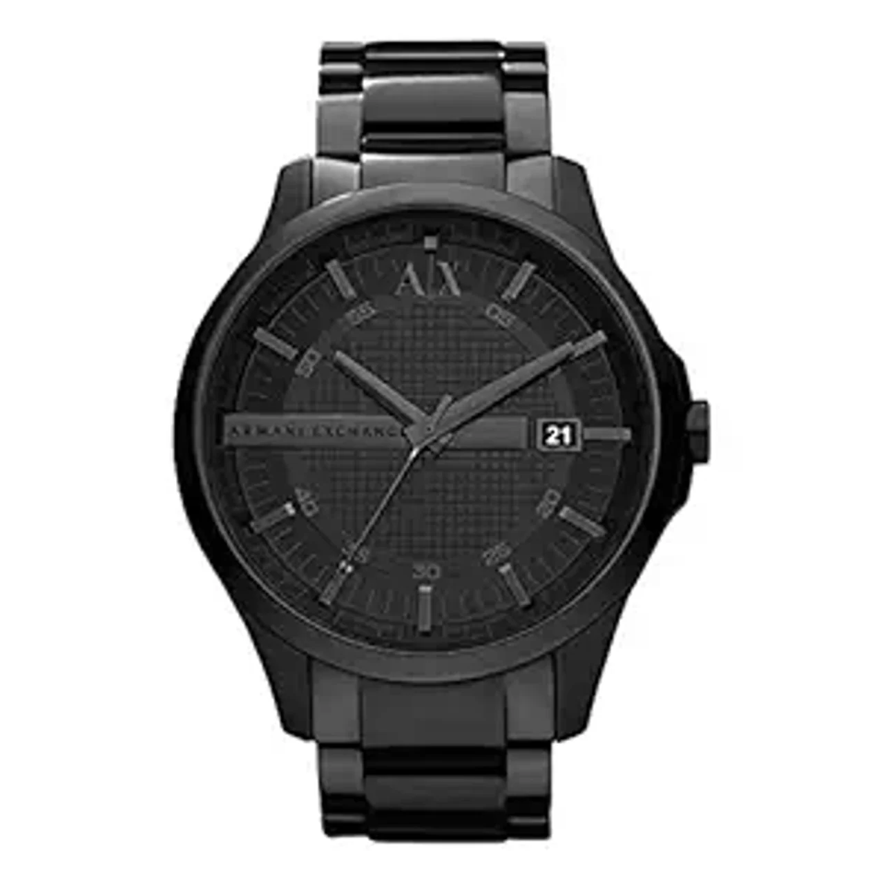 Armani Exchange Analog Mens Stainless Steel Watch (Black Dial Black Colored Strap) (AX2104)