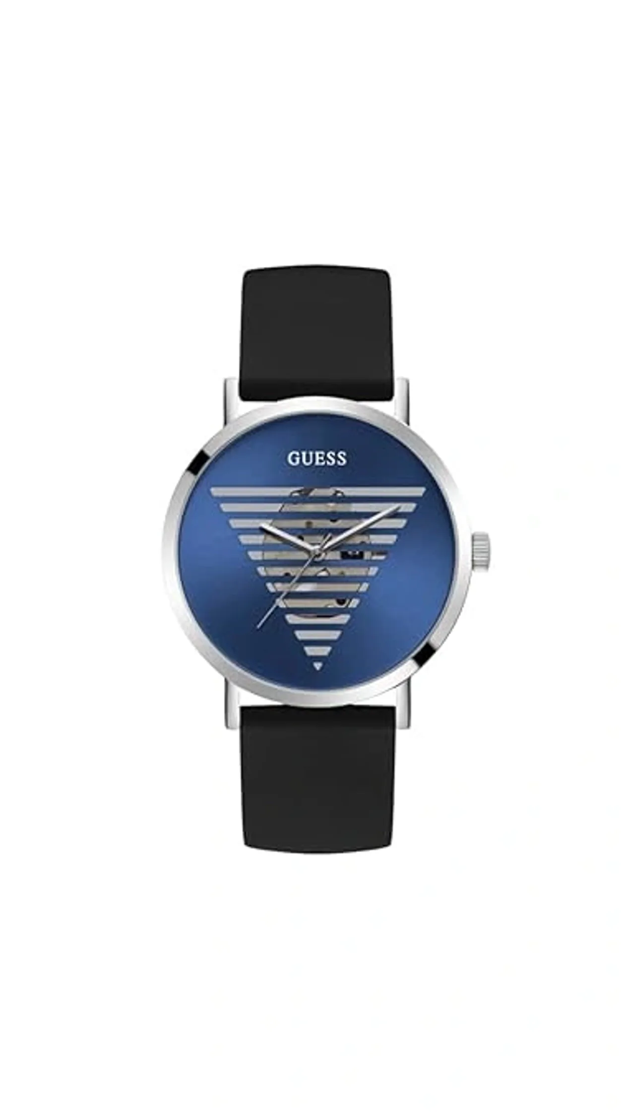 Guess Silicone Analog Blue Dial Men Watch, Black Band (GW0503G2)
