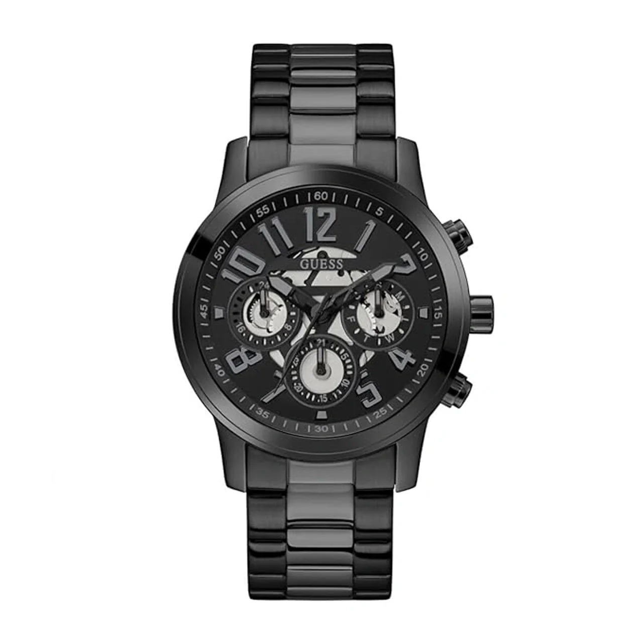 Guess Men Black Round Stainless Steel Dial Analog Watch- (GW0627G3)