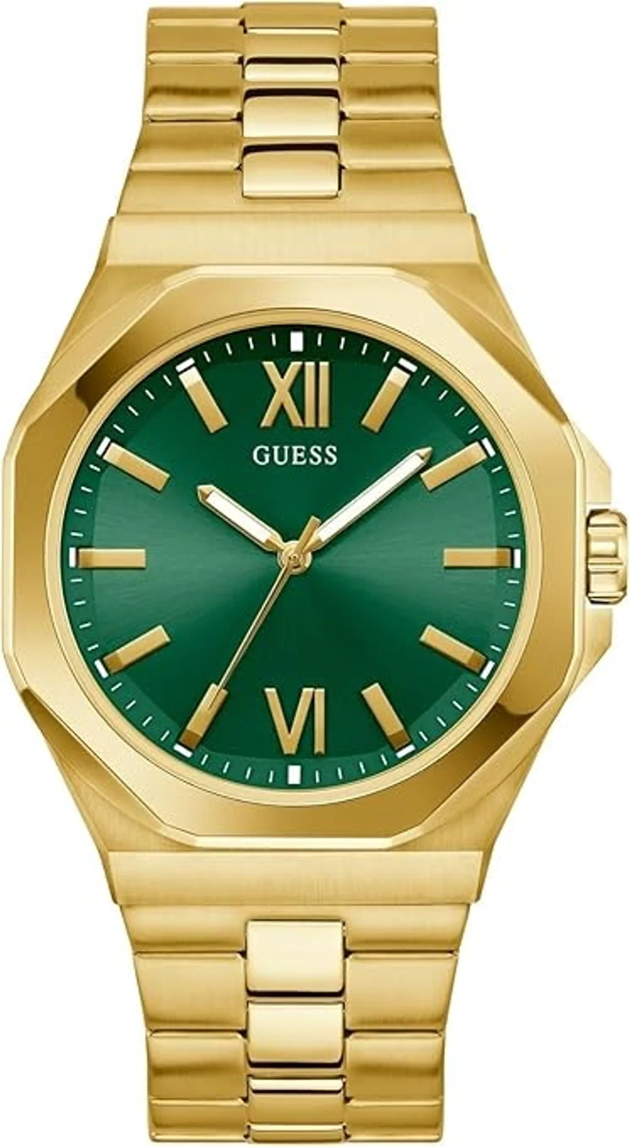 Guess Emperor Gold Round Dial Analog Mens Watch - (GW0849G2)