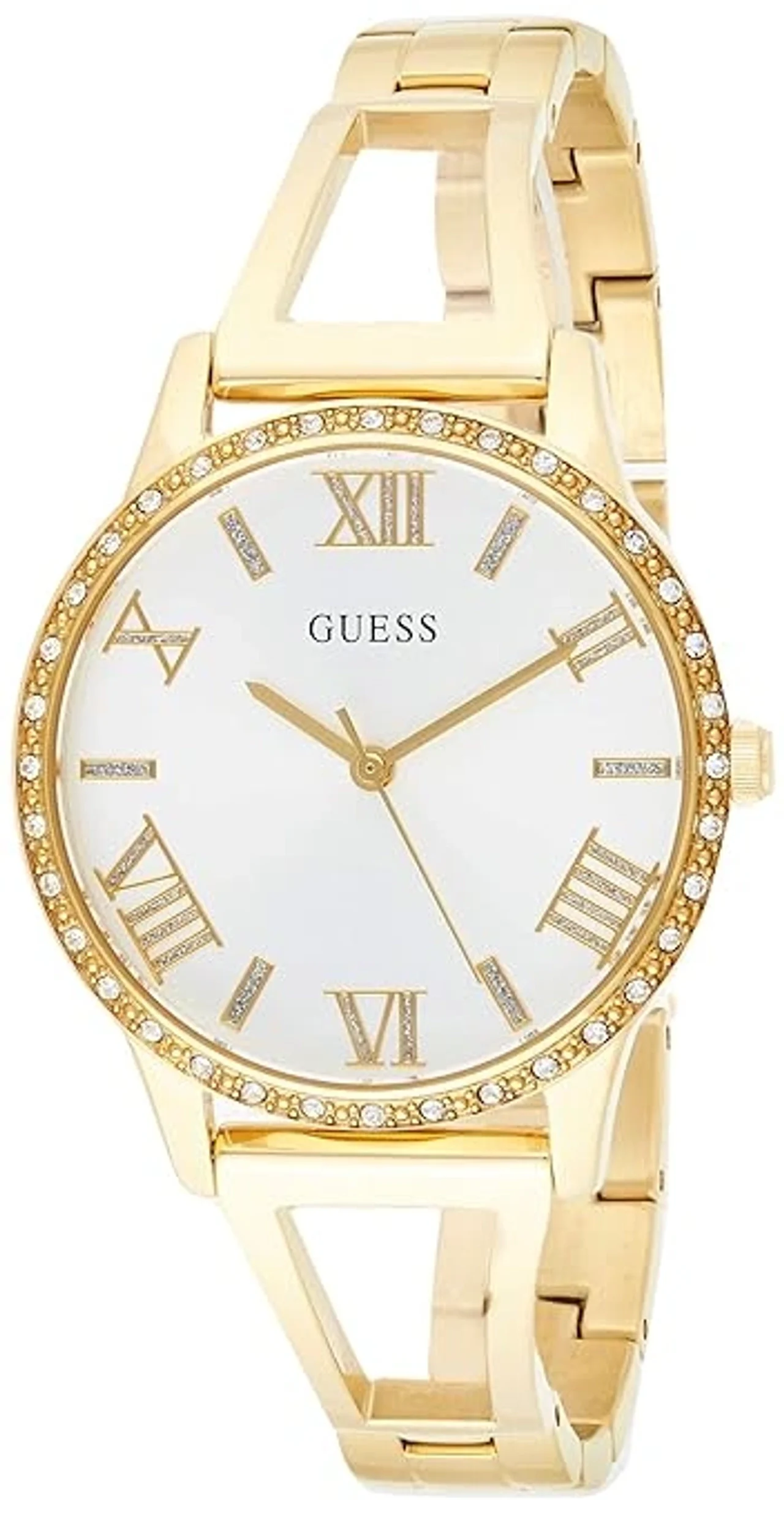 Guess Analog White Dial Womens Watch- (W1208L2)