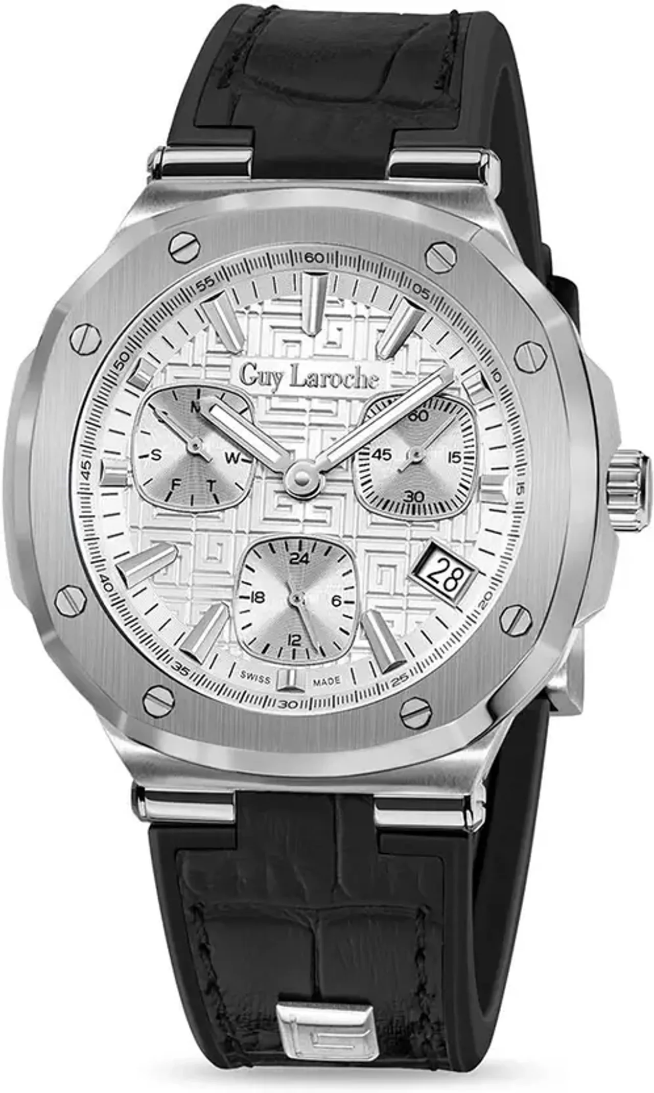 Guy Laroche Charlie Multifunction Round Dial Silver Swiss Made Watch For Men - GLWGA0000308