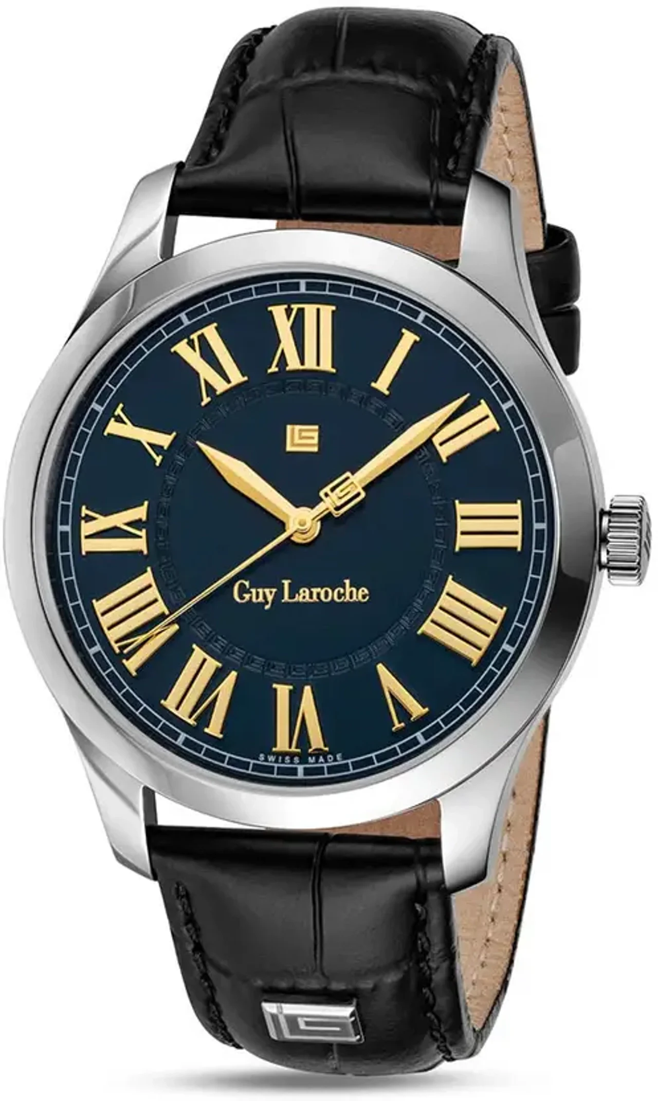 Guy Laroche Louis 3 Hands Round Dial Blue Swiss Made Watch For Men - GLWGA0001102