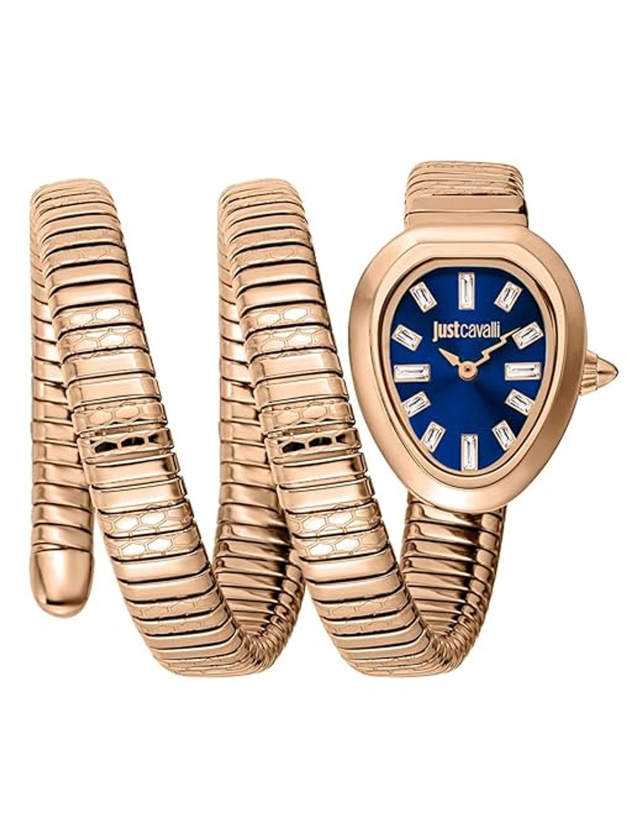 Just Cavalli Women Watch, Rose Gold Color Case, Blue Dial, Rose Gold Color Metal Bracelet, 2 Hands, 3 ATM- (JC1L349M0055)