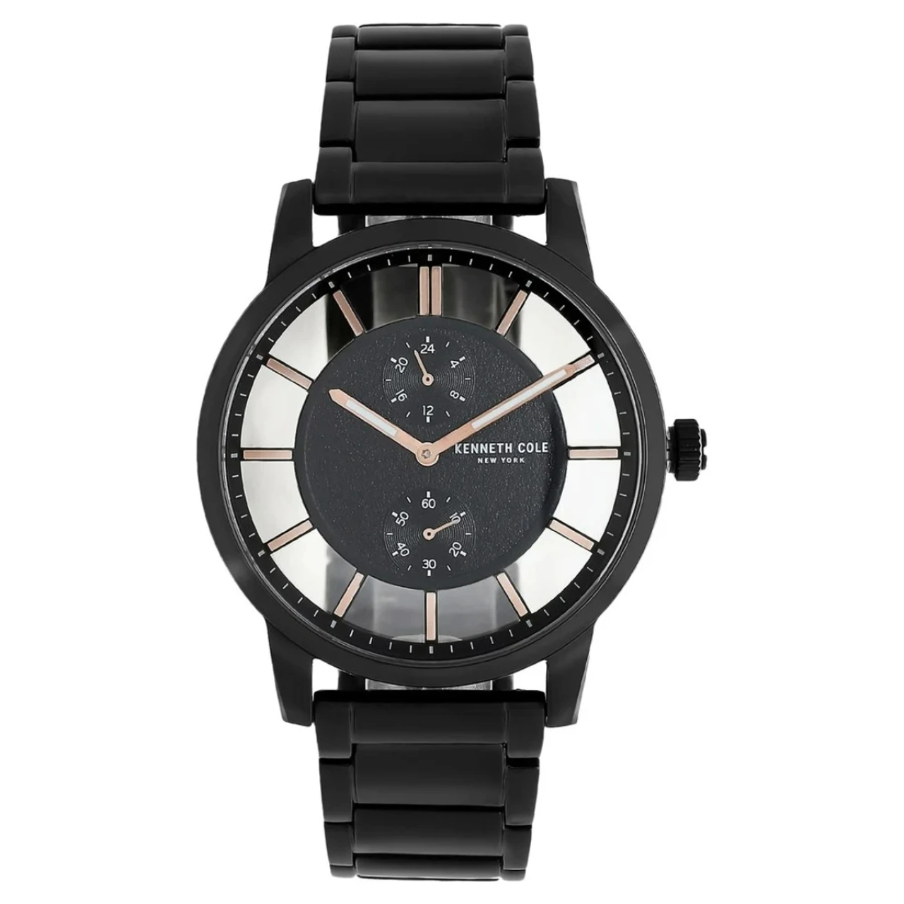 Kenneth Cole Quartz Multifunction Black Dial Stainless Steel Strap Watch for Men