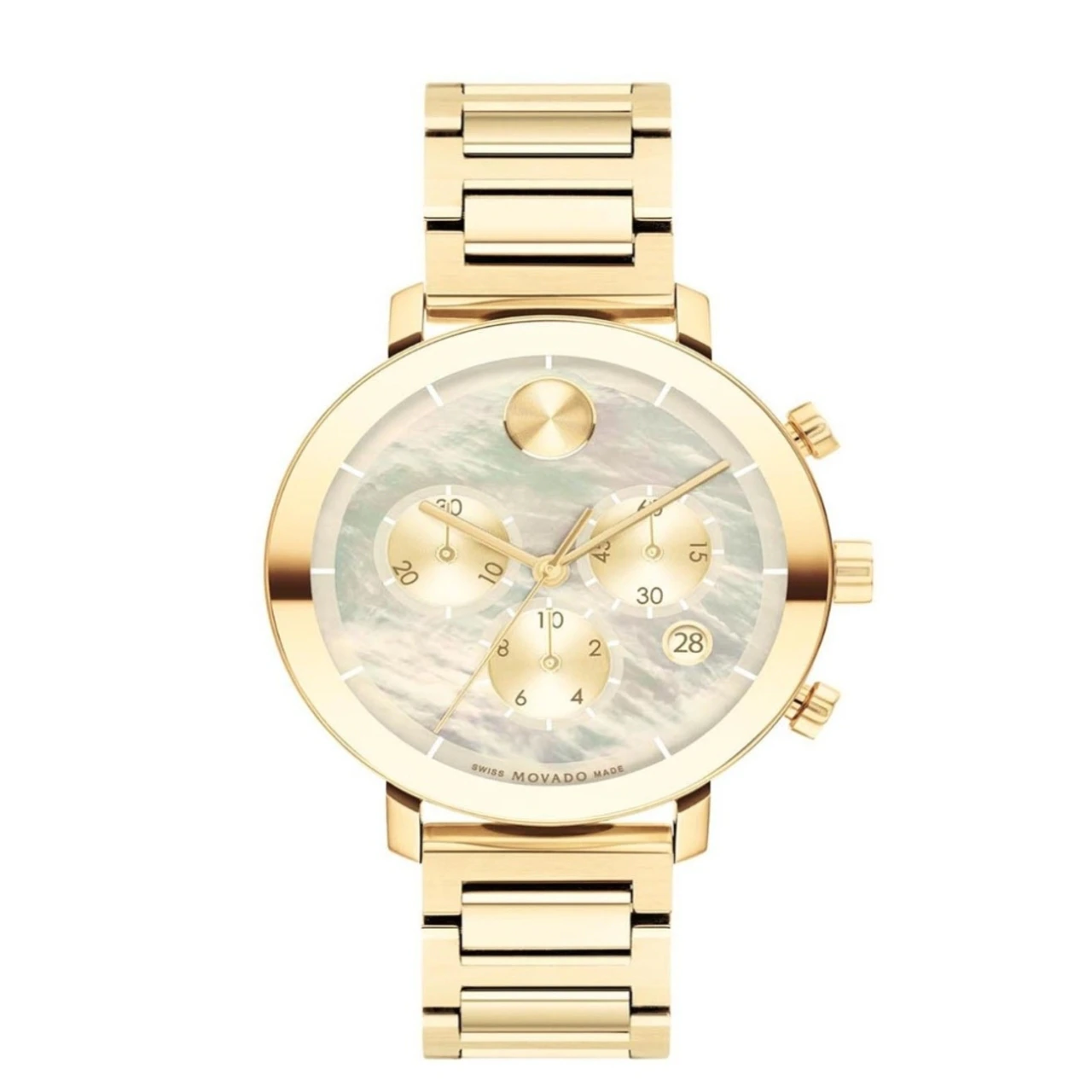 Movado Bold Evolution SWiss Qtz Chrono Yellow Mother Of Pearl Round Dial Women's Watch - (3600788)