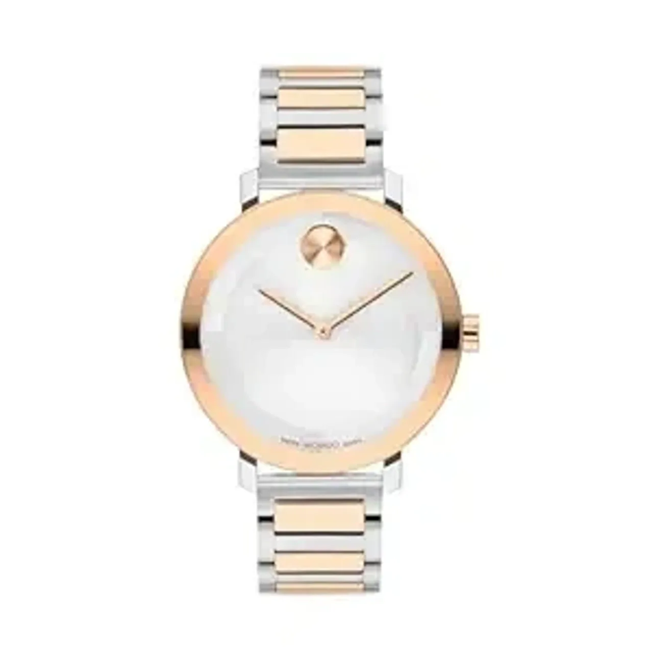 Movado Bold Swiss Qtz Silver Round Dial Women's Watch|Stainless Steel & Ionic Plated Rose Gold Steel Material|Rose Gold Color Band - (3601141)