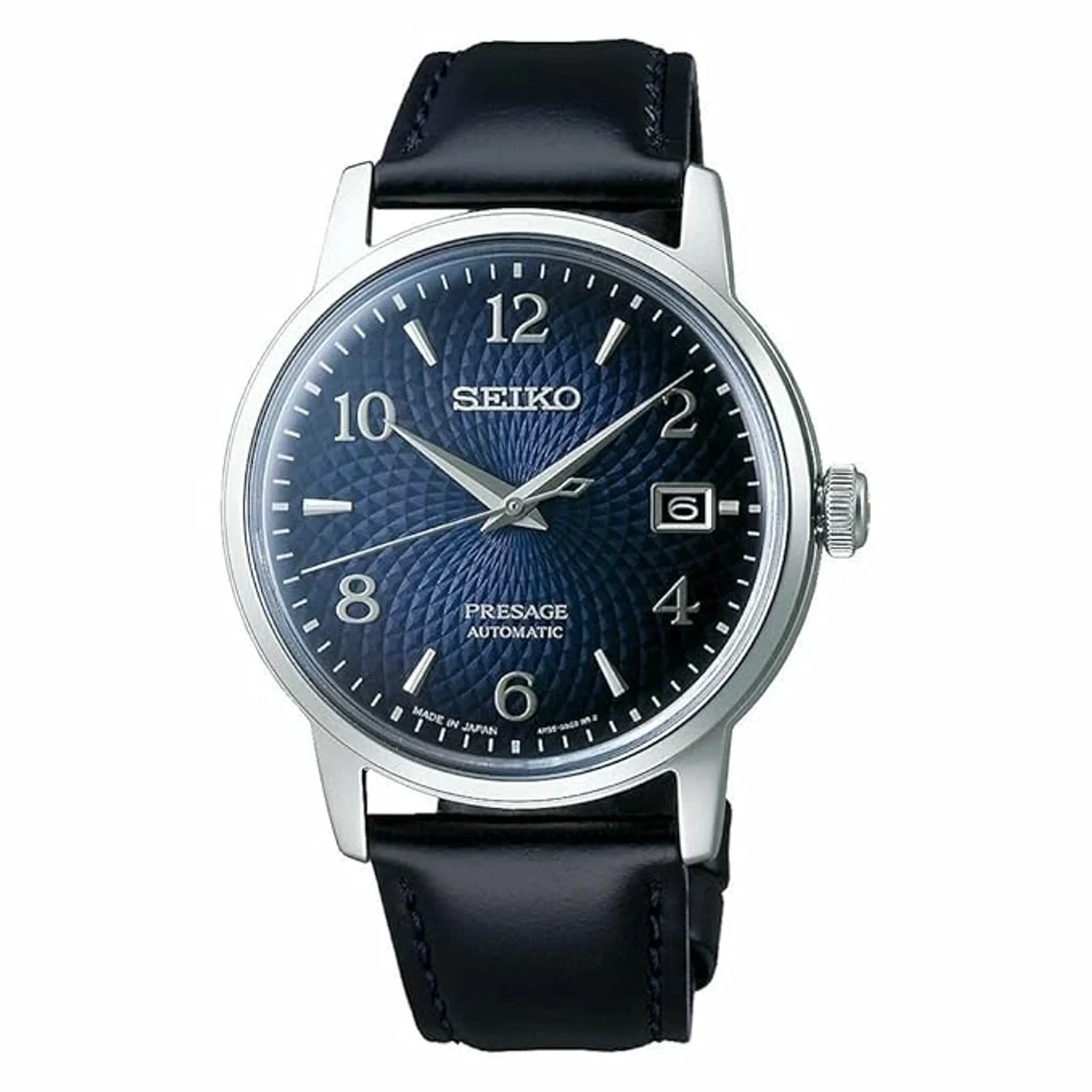 Seiko Leather Analog Blue Dial Men Watch, Blue Band (SRPE43J1)
