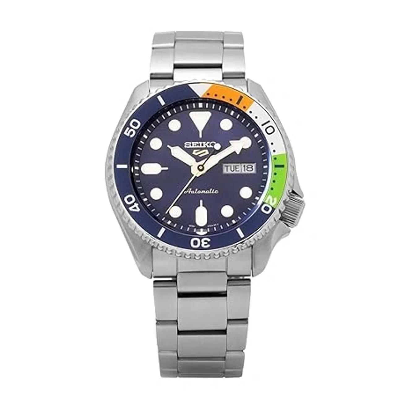 Seiko Limited Edition India Exclusive Blue Dial Mens Analog Watch, Stainless Steel Band, with Extra Silicon Strap, Band Color: Silver (SRPK81K1)