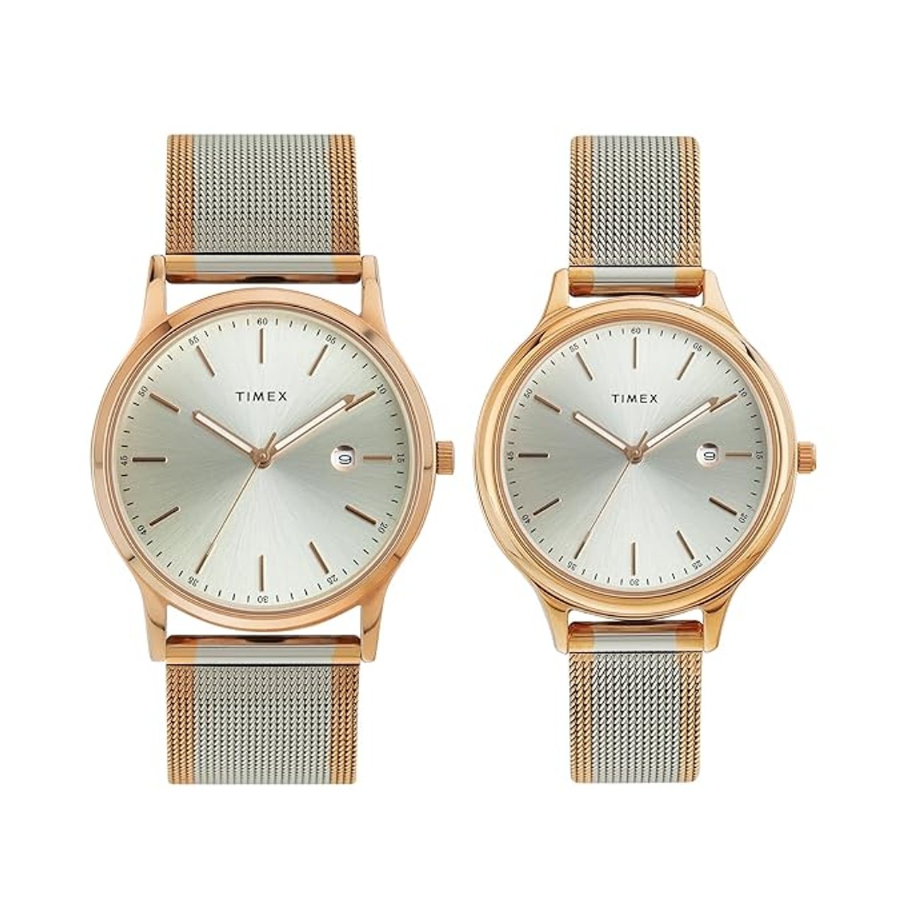 Timex Unisex Beige Round Dial Analog Pair Watch - (TW00ZR513)