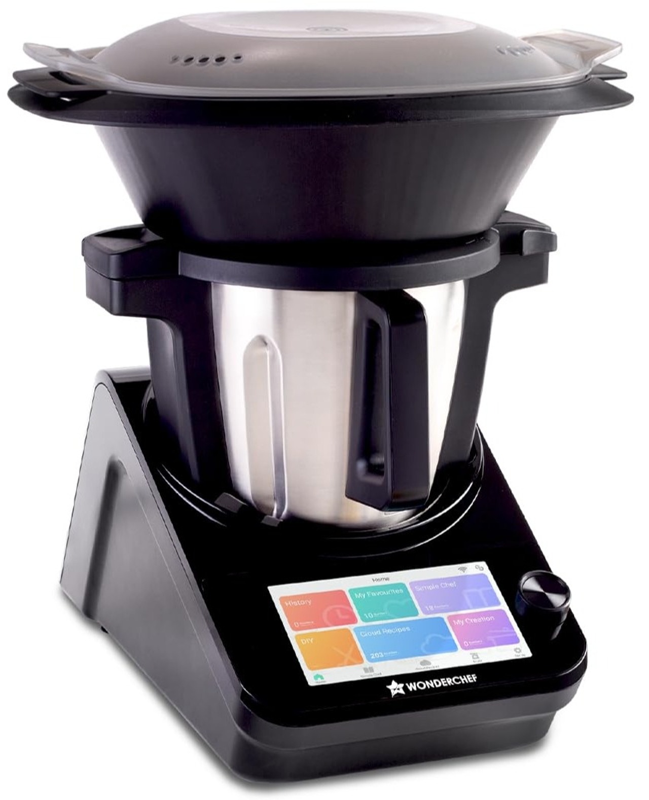 Wonderchef Chef Magic Kitchen Robot, Automatic Cooking Assistant, 500+ Recipes by Chef Sanjeev Kapoor, 15+ Cooking Modes, Create/Edit Recipes, Built-in Weighing Scale, Wi-fi & Phone App