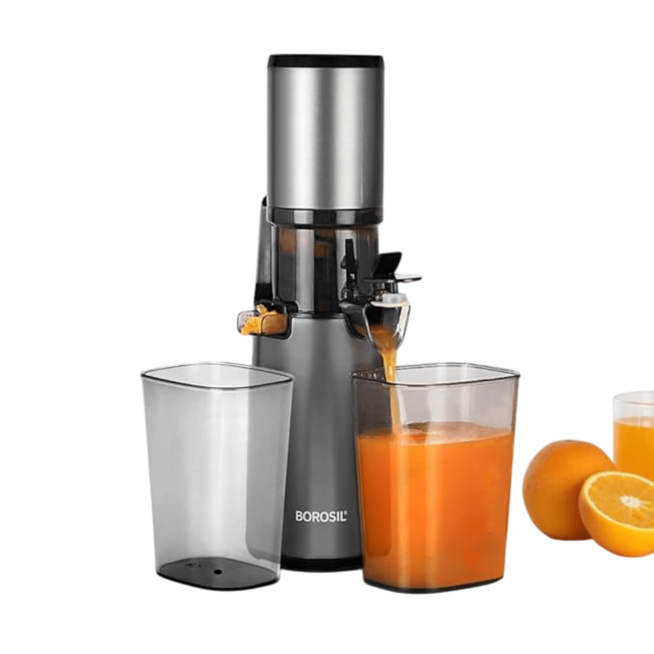 Borosil Smart Juice Cold Press Slow Juicer 130W Compact Design Dual Collection Jars
