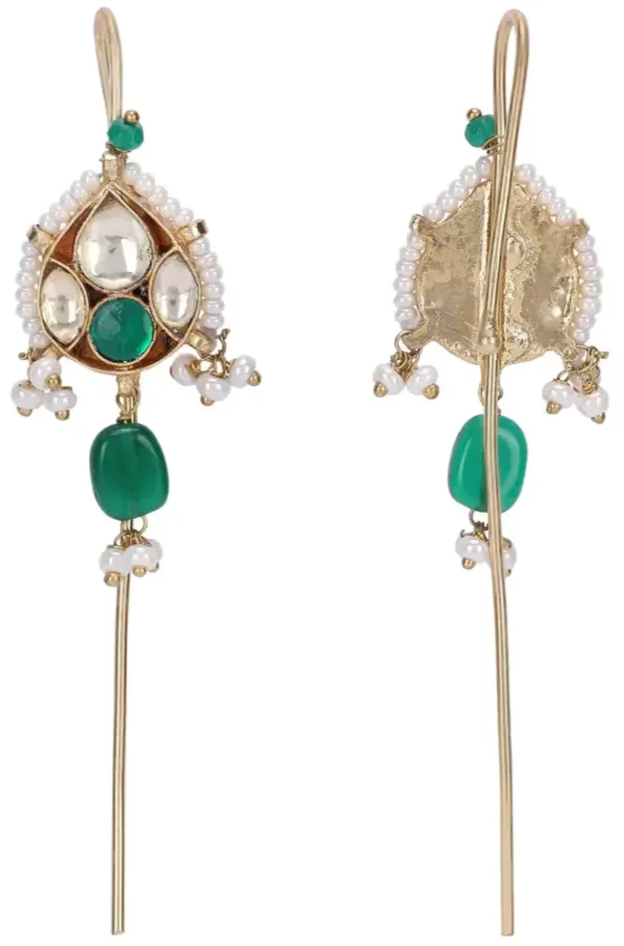 Art Karat 22k Gold Plated Kaanphool Drop Earpin