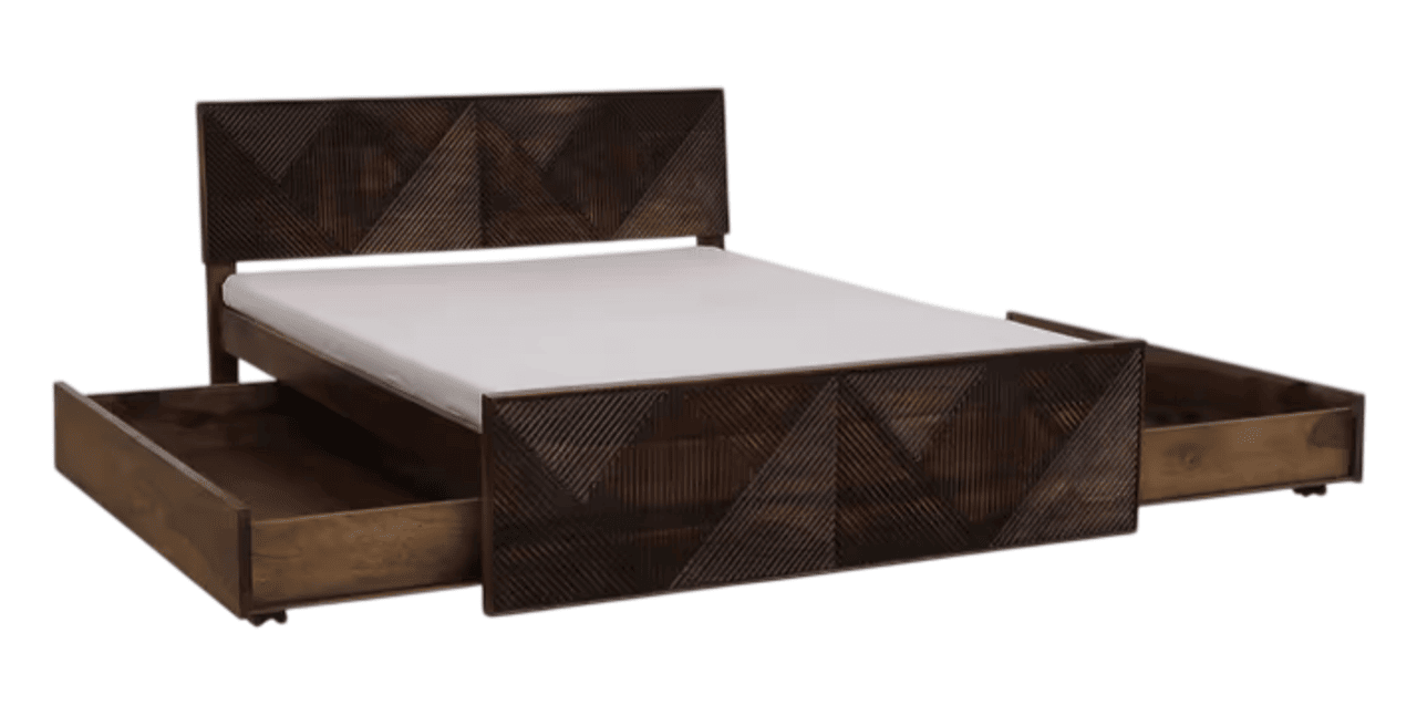 Hidenchic Sheesham Wood Queen Size Bed In Provincial Teak Finish