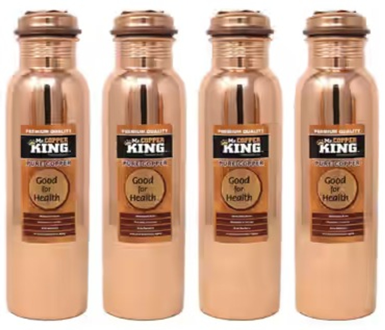 Mr. Copper King CU Aqua Copper Water Bottle Plain (950 ML) 4 Pcs