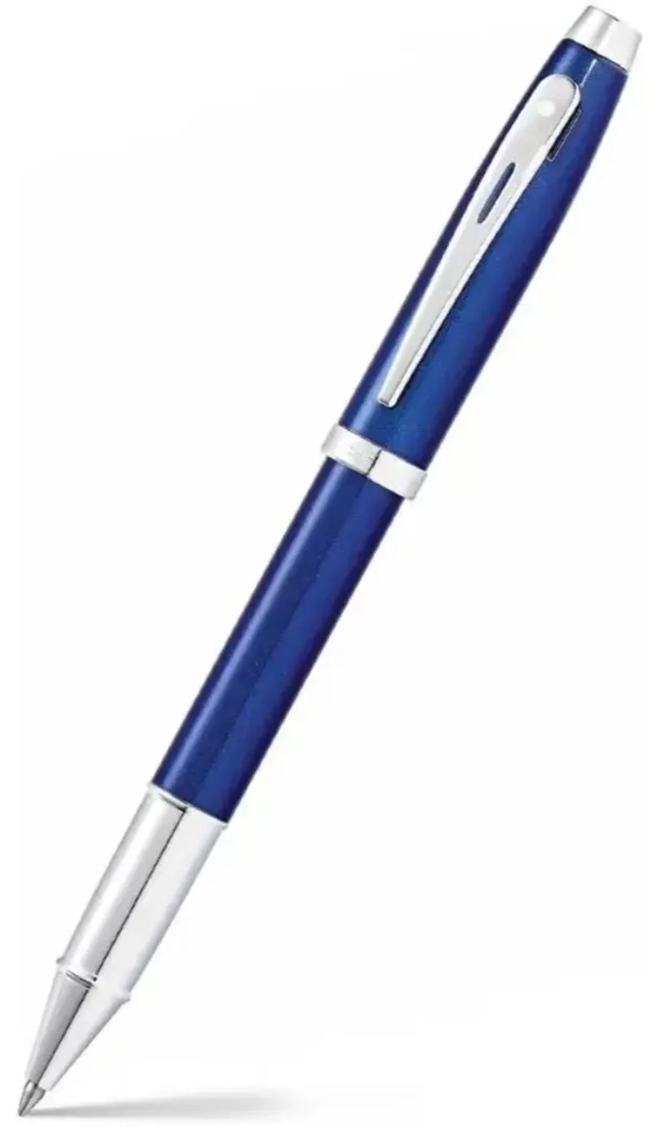 Sheaffer Premium Roller Ball Pen Glossy Blue Chrome-Plated Trim Black Ink (E9339)