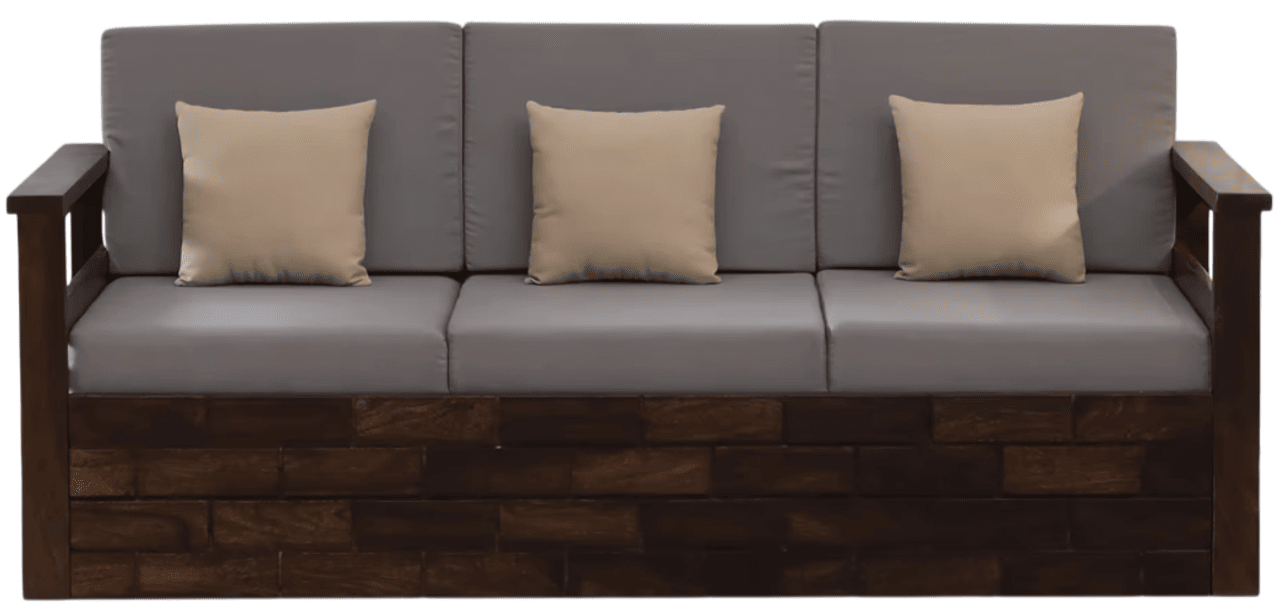 Hidenchic Sheesham Wood 3 Seater Sofa In Provincial Teak Finish
