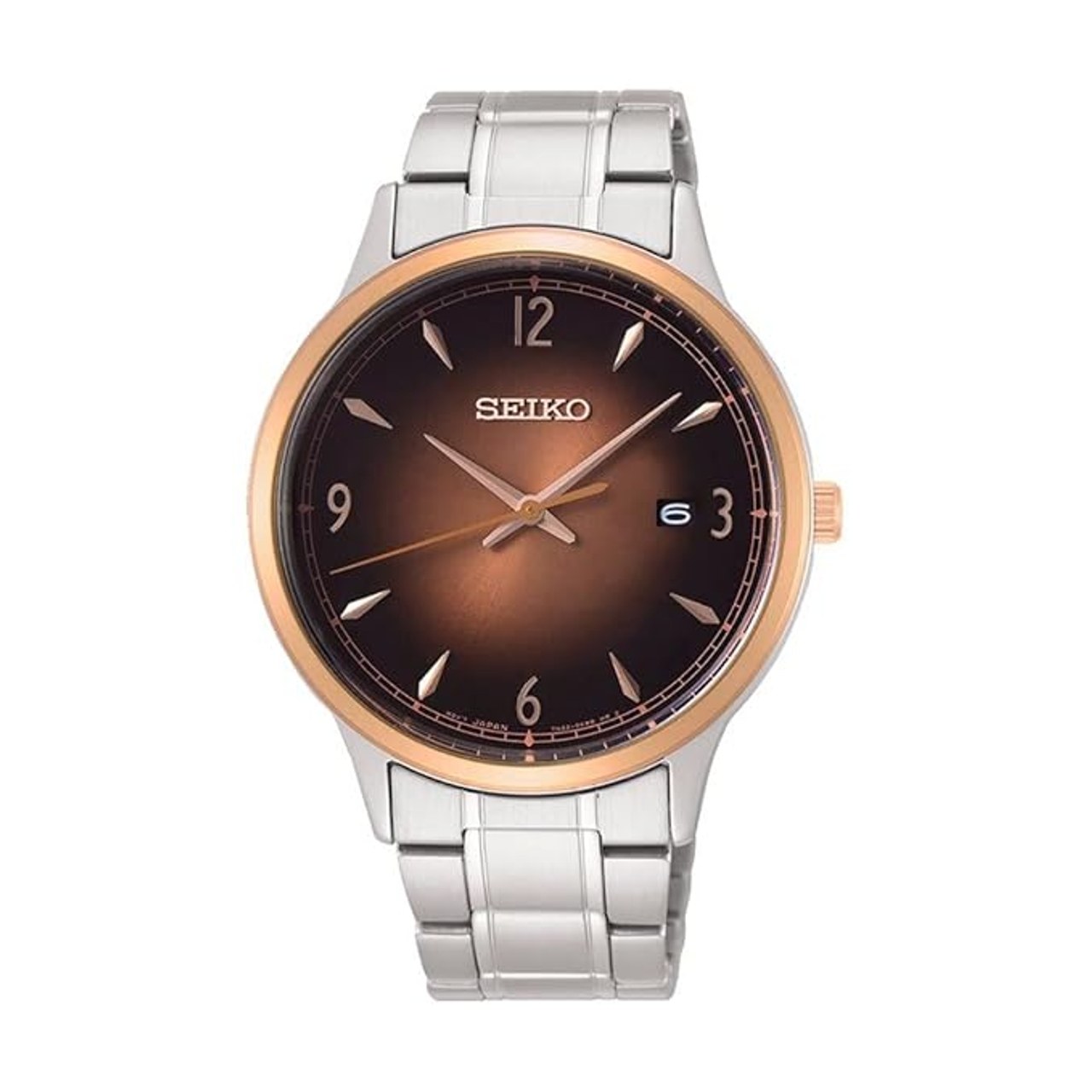 Seiko Stainless Steel Analog Brown Dial Men Watch, Bandcolor-Silver (SGEH90P1)