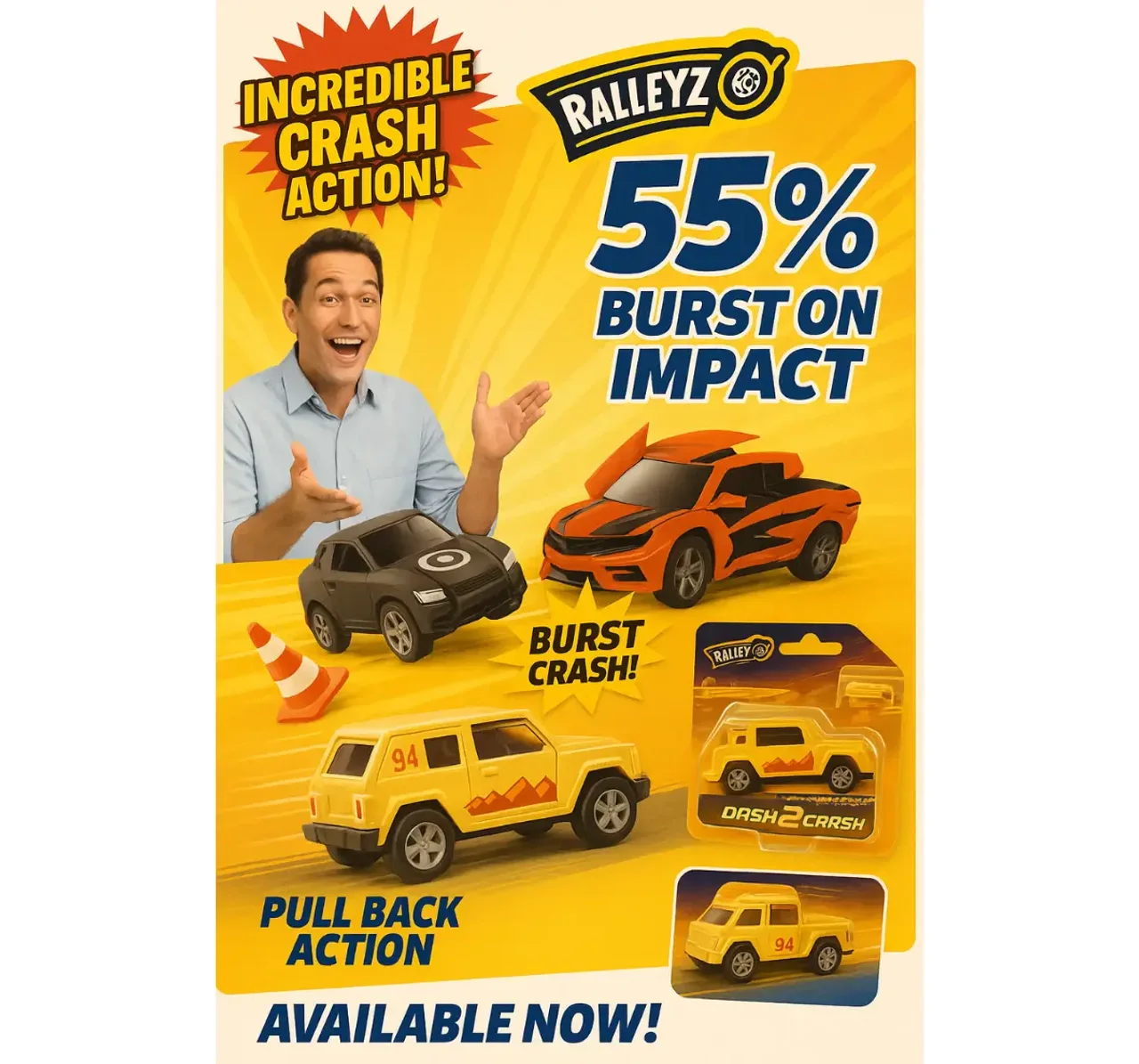 Ralleyz Dash 2 Crash Pull Back & Go Action Car