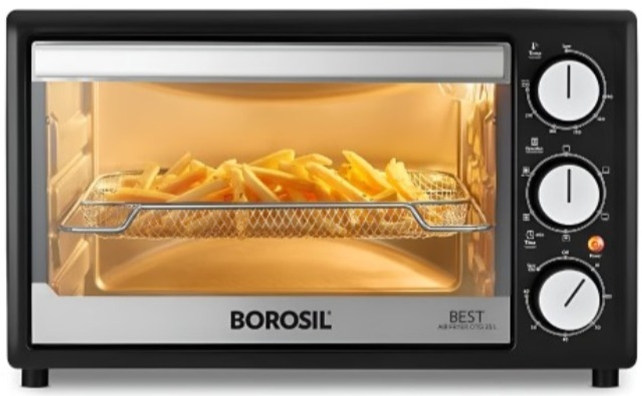 Borosil Oven Toaster Grill 25L Convection Air Fryer Black