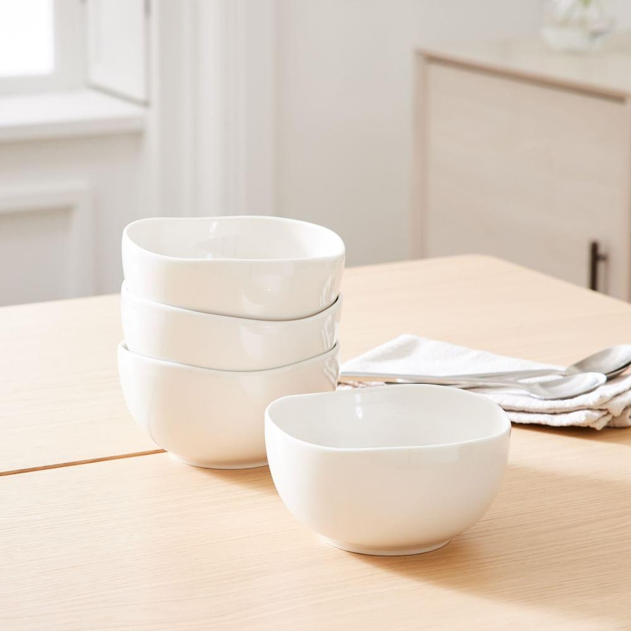 west elm | Organic Shaped Porcelain Cereal Bowl - Set of 4, Ivory