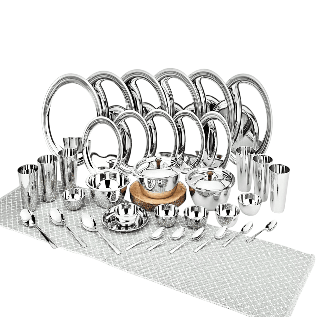 Vinod Stainless Steel Dinner Set 36-Piece Mirror Finish for 6 Persons