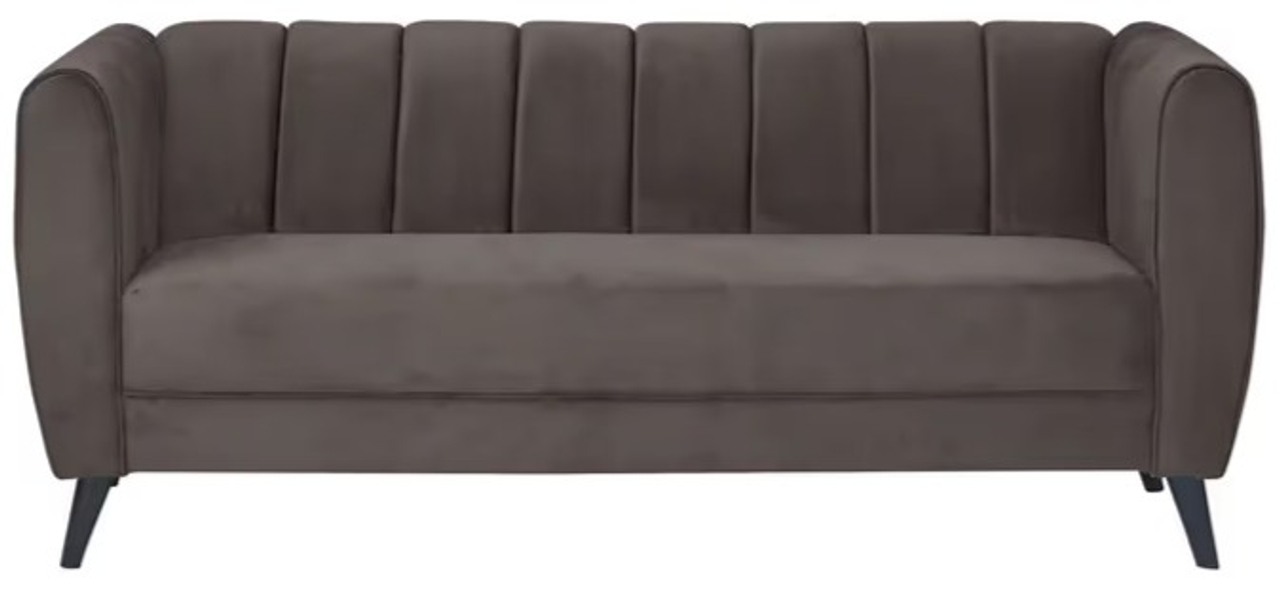 Hidenchic - Cleo Quilted Back Velvet Fabric 3 Seater Sofa - Brown