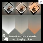 Square Shape Led Deer Fancy Wall Lamp for Living Room, Bedroom,Dinning Room etc.聽Color : 3in1 (Colour-3in1,Pack of 1)