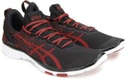 ASICS Women s Gel Fit Sana 2 Graphic Black and Vermilion Indoor Multisport Court Shoes