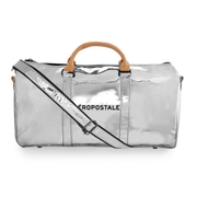 Aeropostale Unisex Glam Travel Duffle Bag 25L with detachable strap One Size Silver