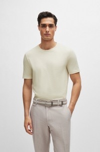 Cotton-blend T-shirt with bubble-jacquard structure